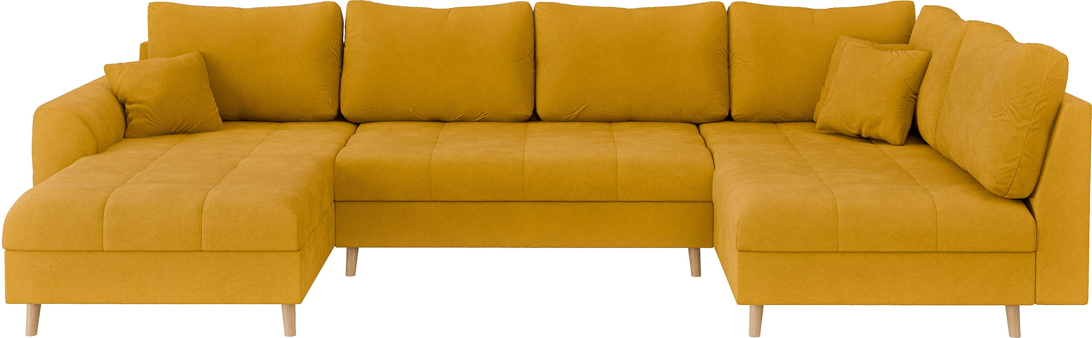 Home affaire Zithoek CHARRE U-vorm met ottomane, afmetingen B/D/H: 310/161/81 cm fijne stiksels, losse rug- en sierkussens, ook in cord en bouclé