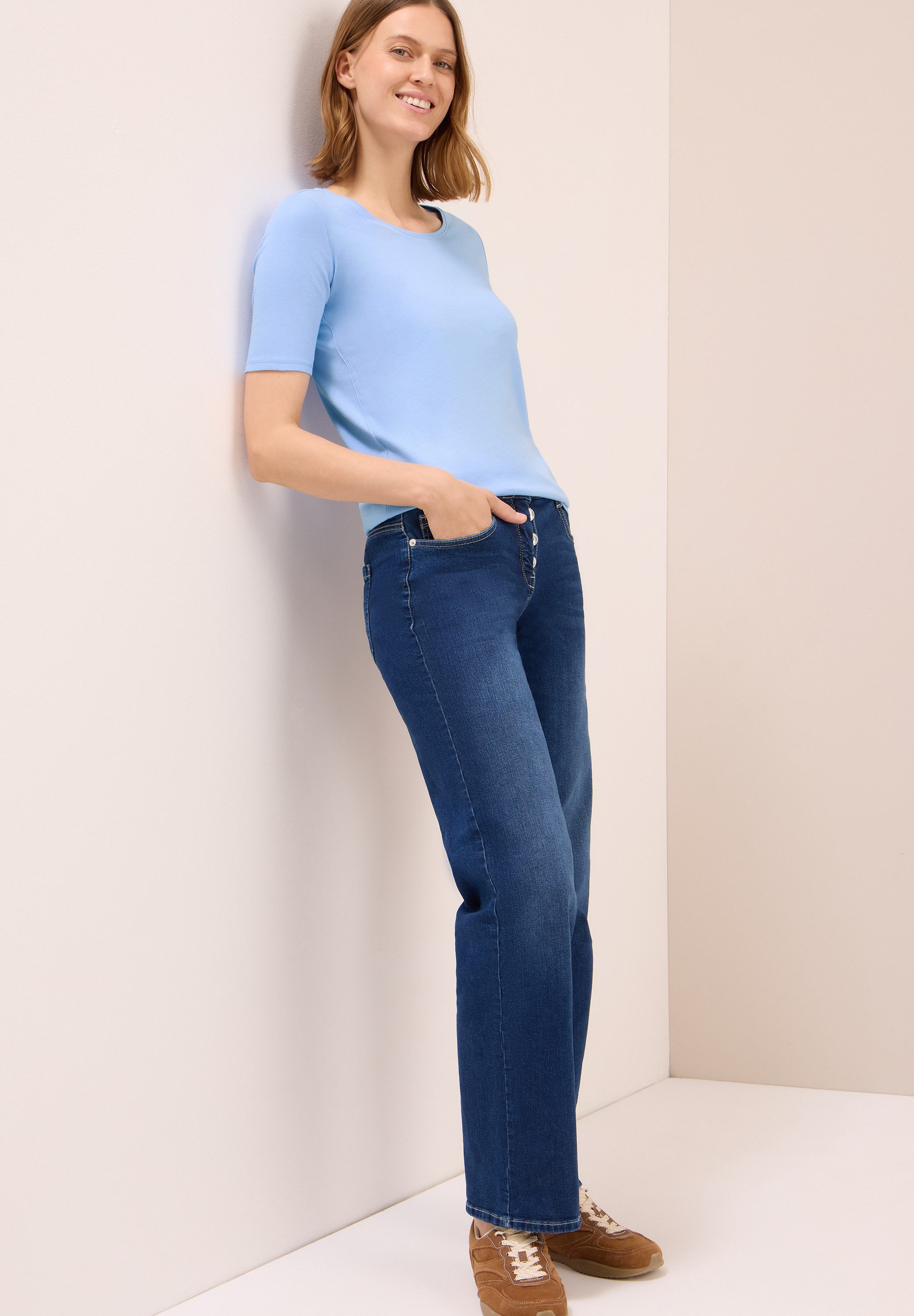 Cecil Shirt met ronde hals Stijl Lena met korte mouwen