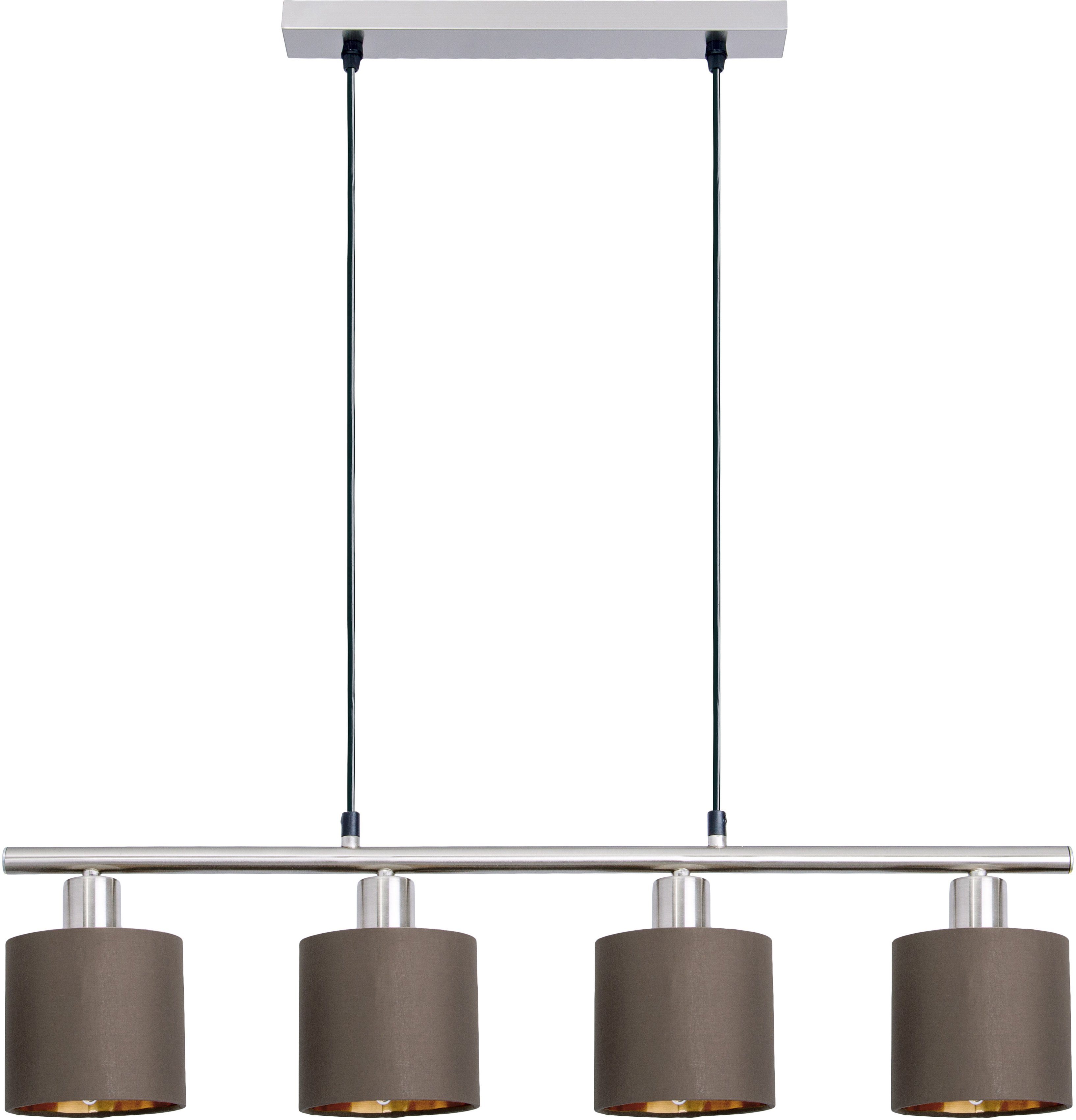 näve Hanglamp Maron 4-pack pendel, e14 max. 40w, bruin/goudkleur/satijn-nikkel, staal/textiel (1 stuk)