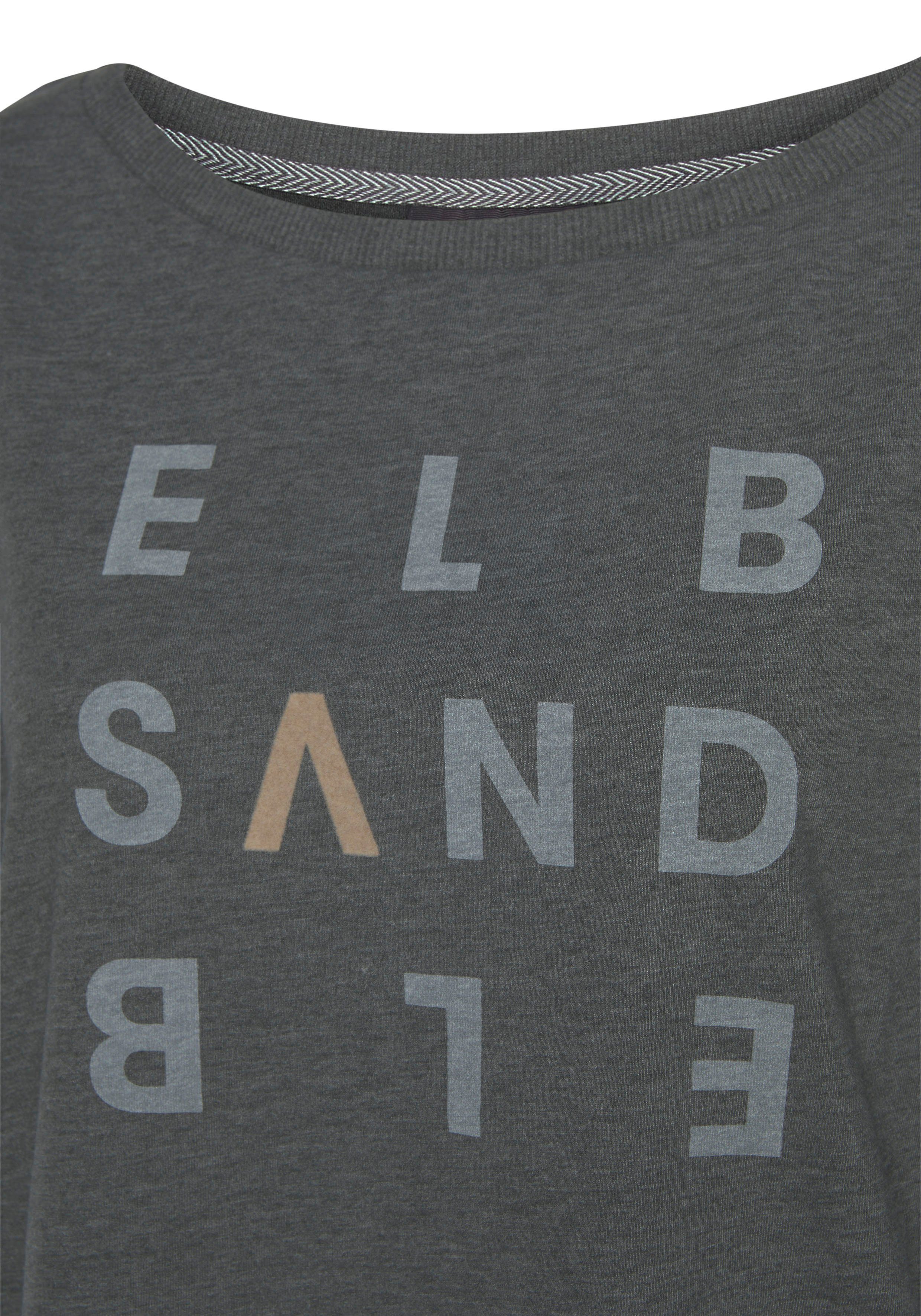 Elbsand Longsleeve Ingrun met logoprint op de voorkant shirt met lange mouwen van een katoenmix sportief-casual