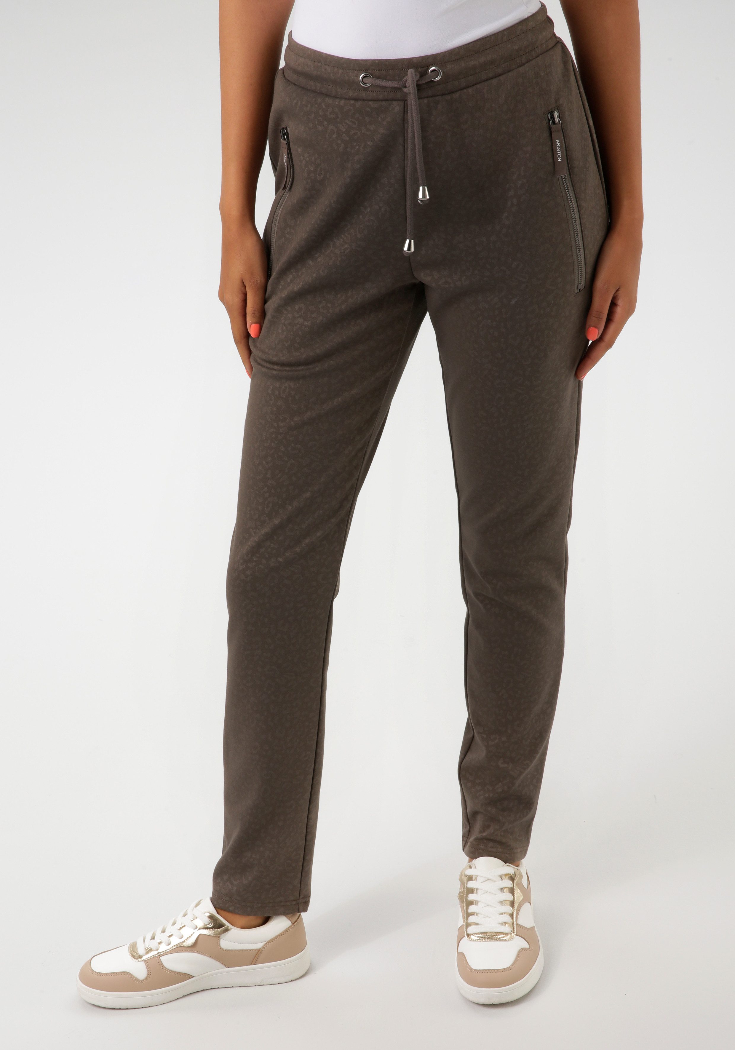 Aniston CASUAL Comfortbroek met subtiele print - nieuwe collectie dames broeken maat 38 bruin
