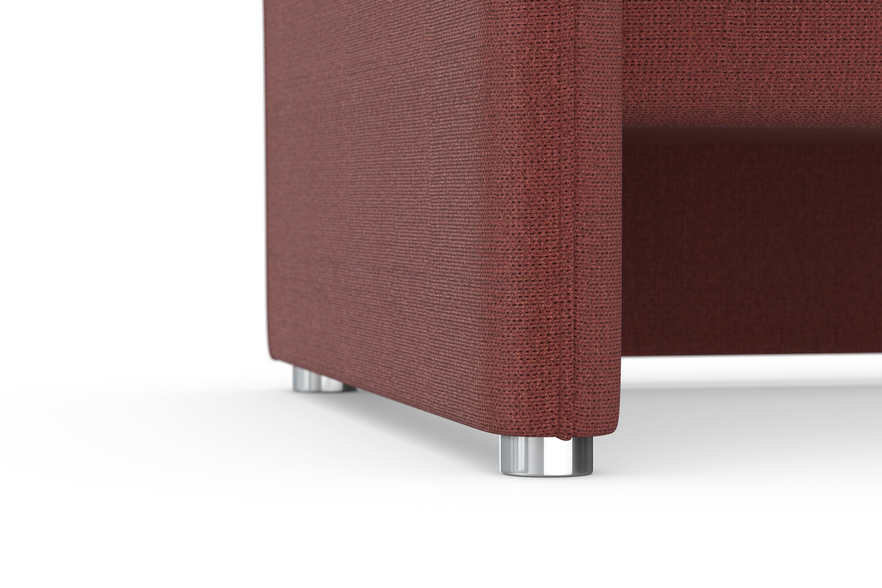 DOMO collection 2,5-zits Pina, smalle armleuningen, met bonellvering, compact & elegant Hoge zitcomfort, luxe microvezel leerlook, rood, breedte 199 cm