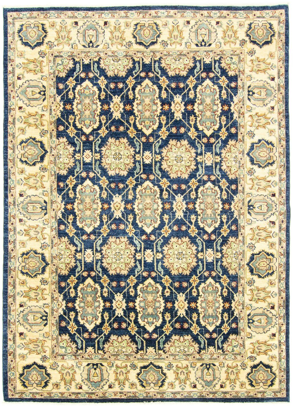 morgenland Wollen kleed Ziegler vloerkleed met de hand geknoopt blauw