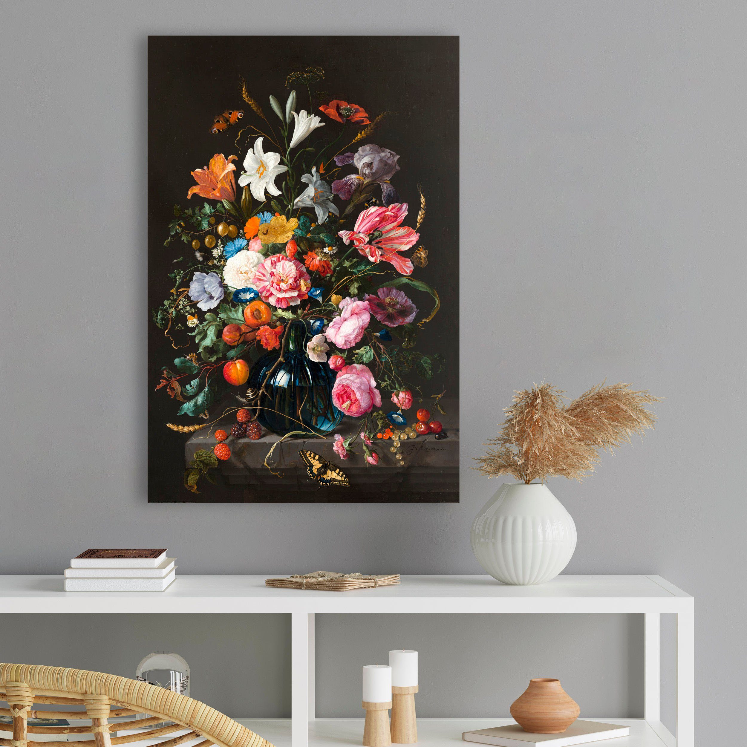 Reinders! Artprint op hout Stilleven bloemen in vaas Jan Davidsz de Heem
