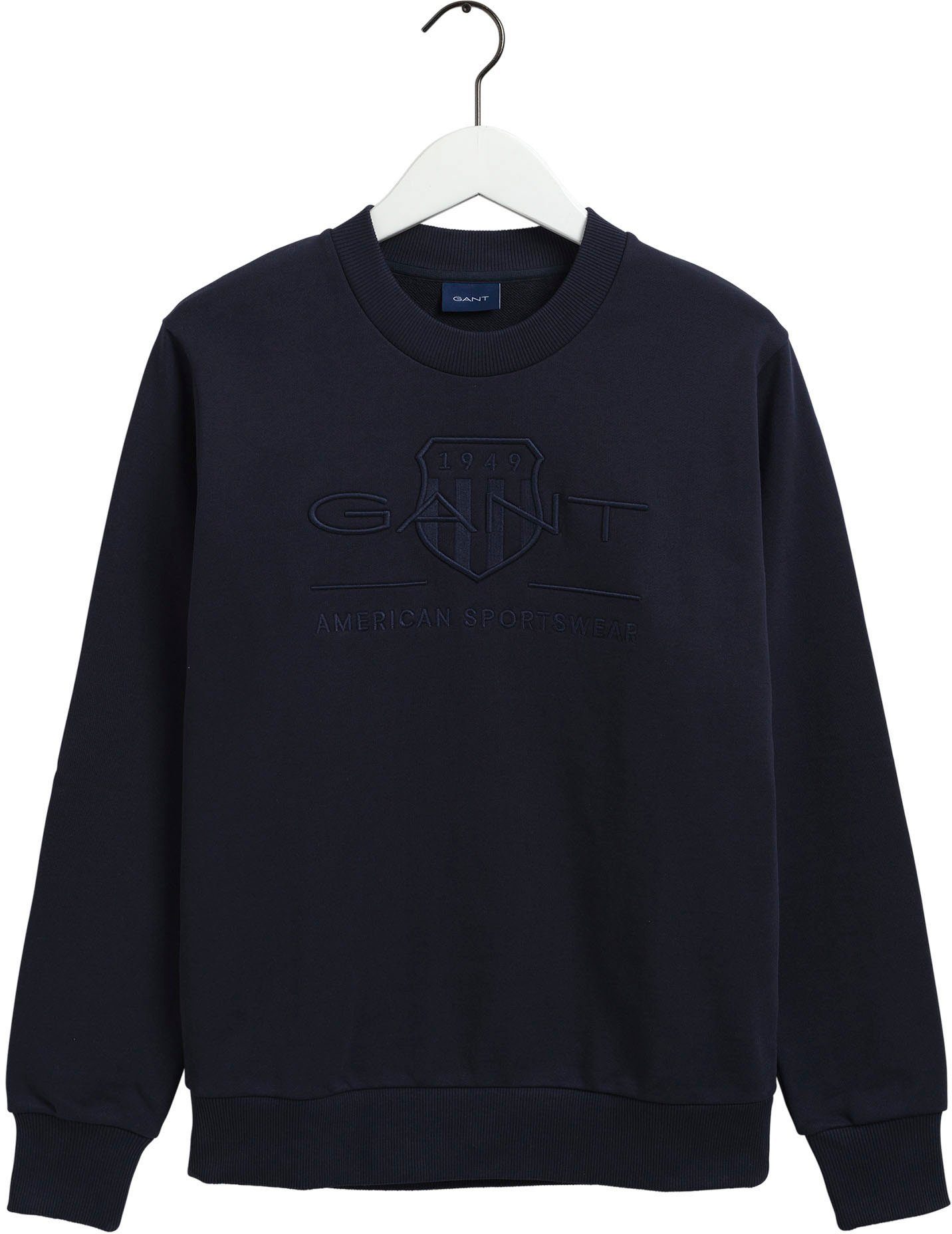 Gant Sweatshirt D1. TONAL ARCHIVE SHIELD C-NECK met logoborduursel op borsthoogte