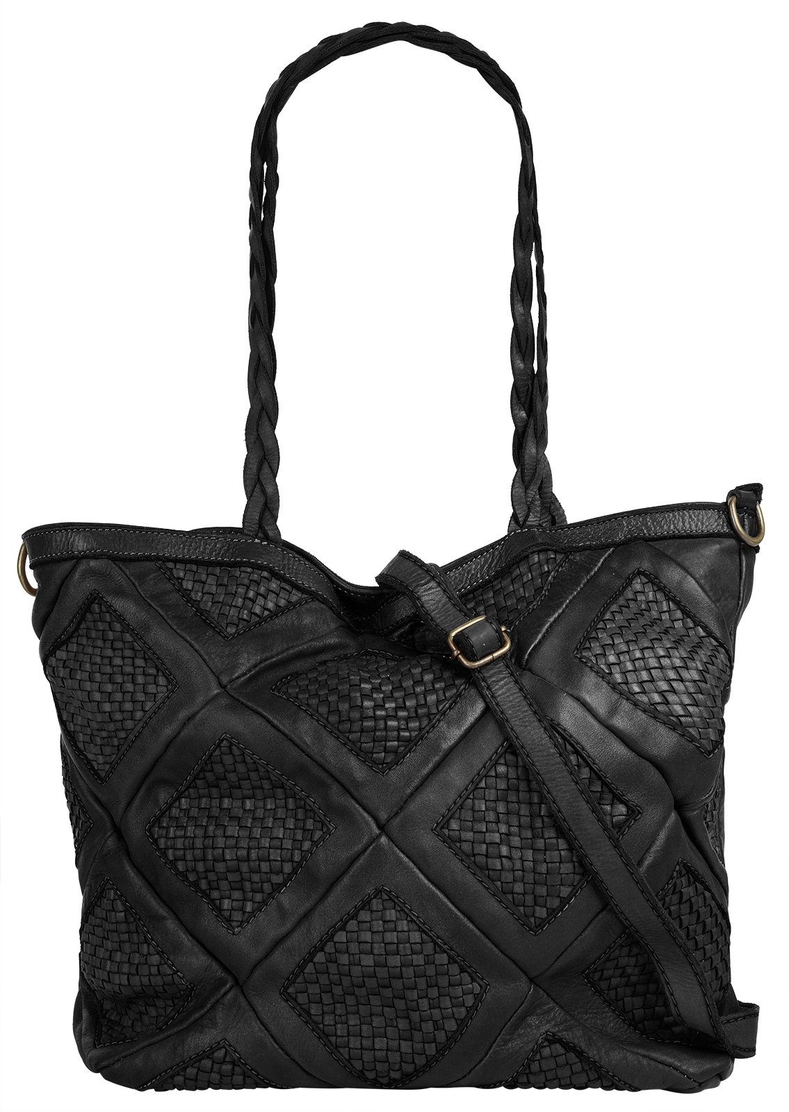 Samantha Look Shopper echt leer, made in italy dames shoppers zwart