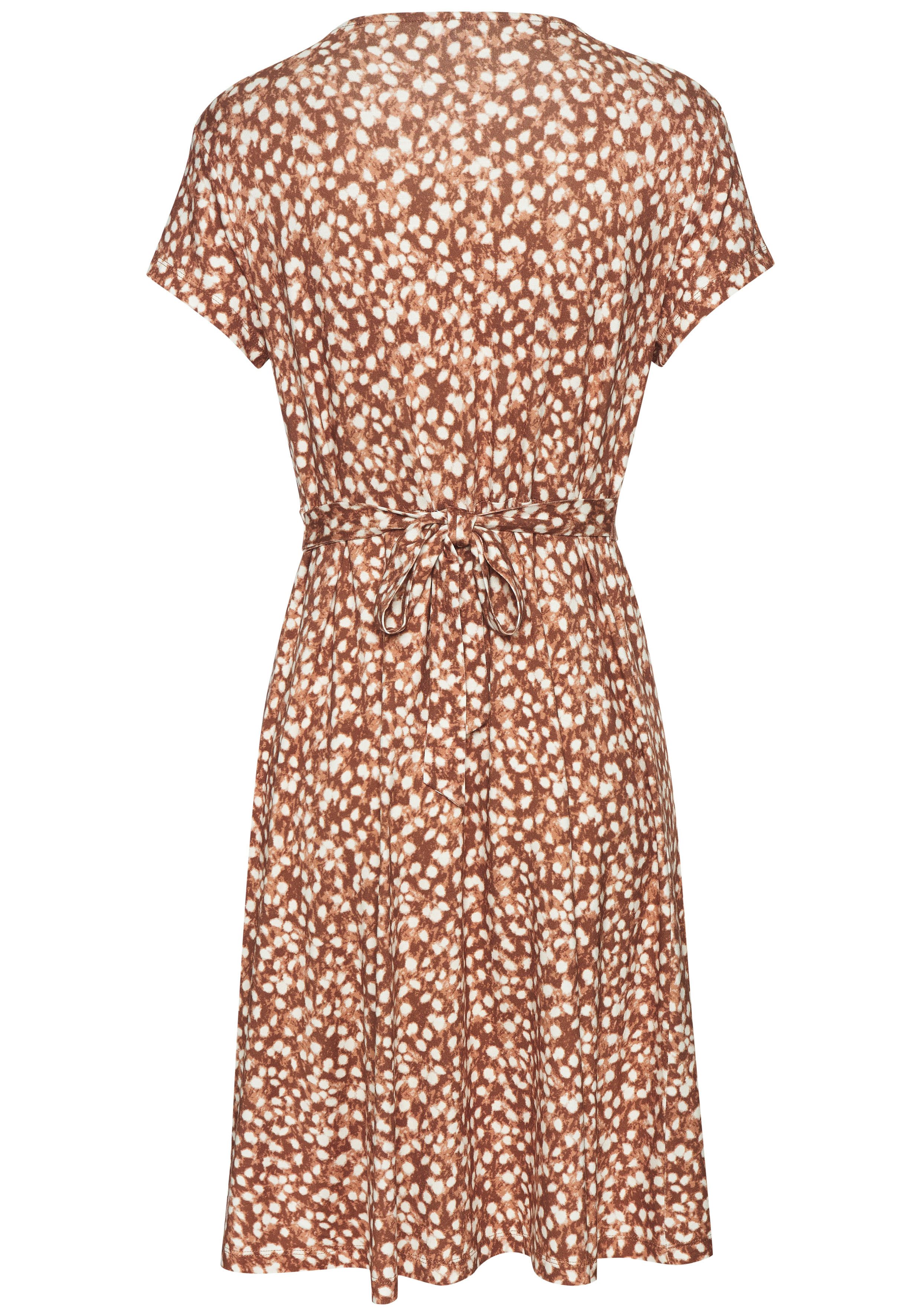 Vivance Jerseyjurk met stippenprint en v-hals, figuurvriendelijke zomerjurk