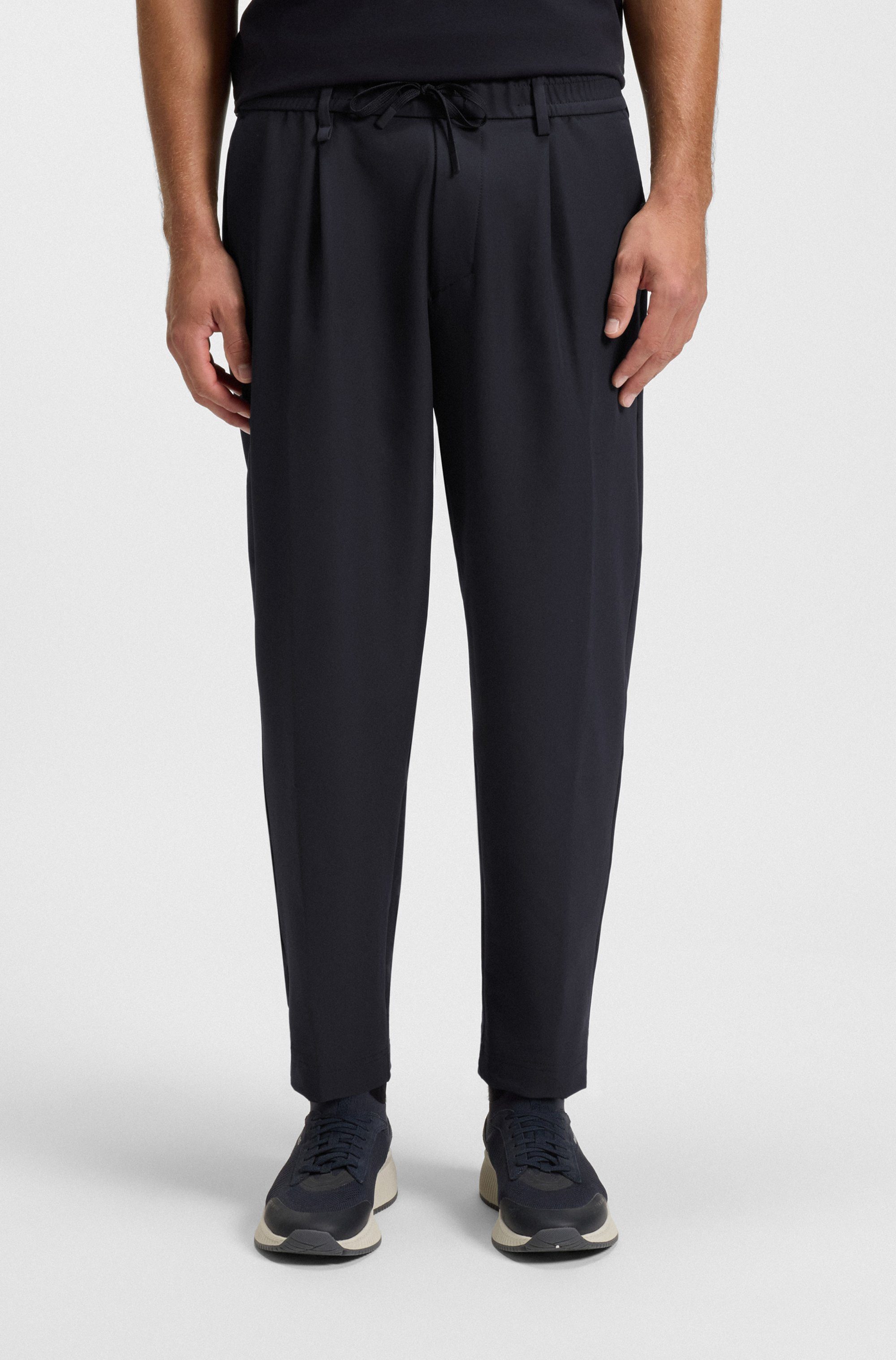 BOSS GREEN Geweven broek T Convert-Pleat met trekkoord en merklabel