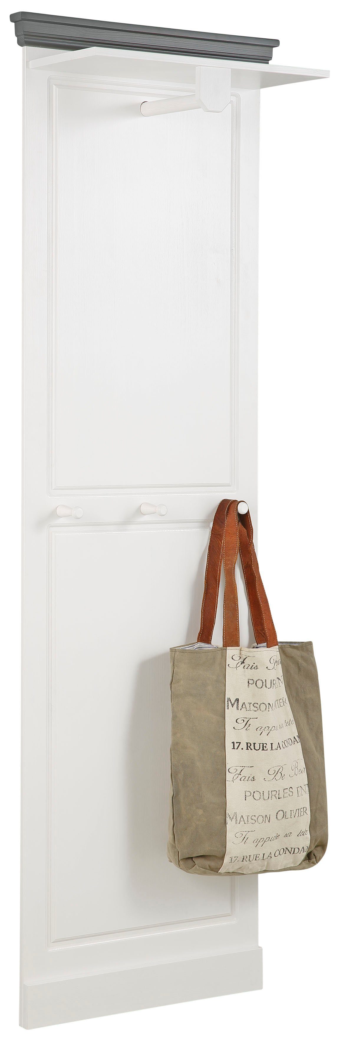 Home affaire Kapstokpaneel Basilico van massieve dennen, fsc®, breedte 60 cm, met kledingstang, houten haken