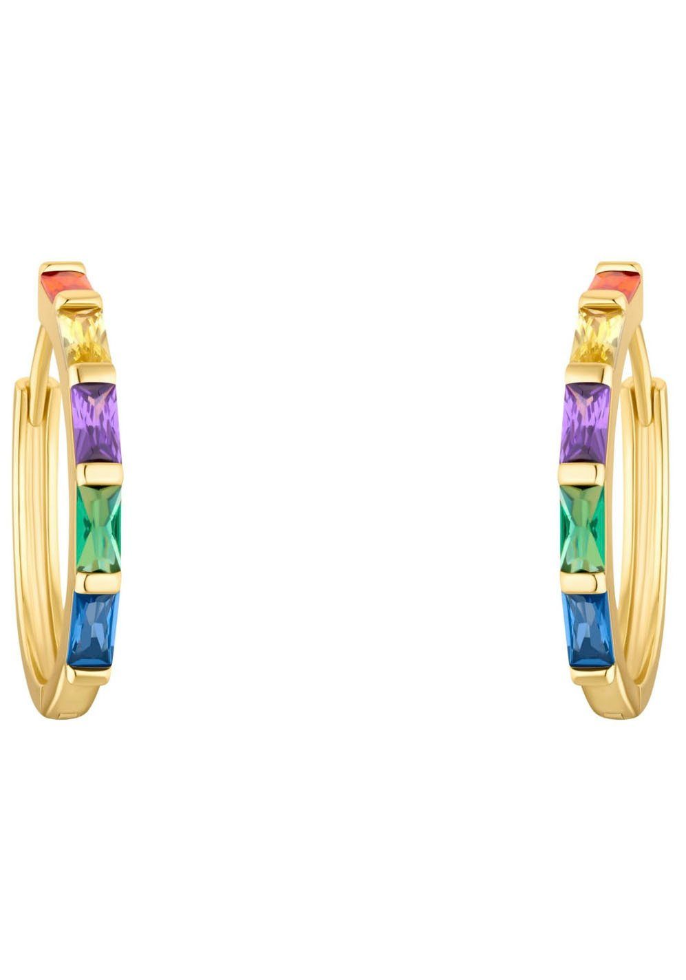 s.Oliver Paar creolen Regenbogen, 2035503 met zirkoon (synthetisch)