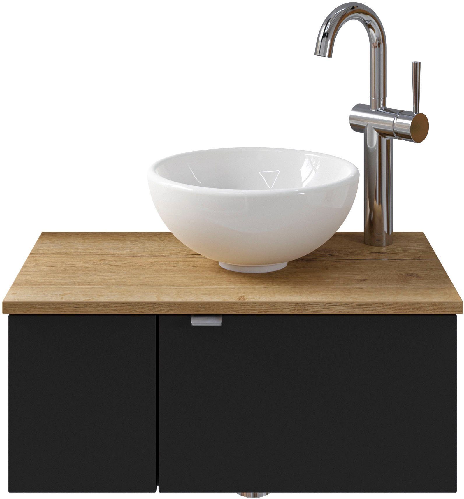 Saphir Wastafelonderkast Serie 6915 wastafel met onderkast voor gastenbadkamer, tweede toilet (3-delig)