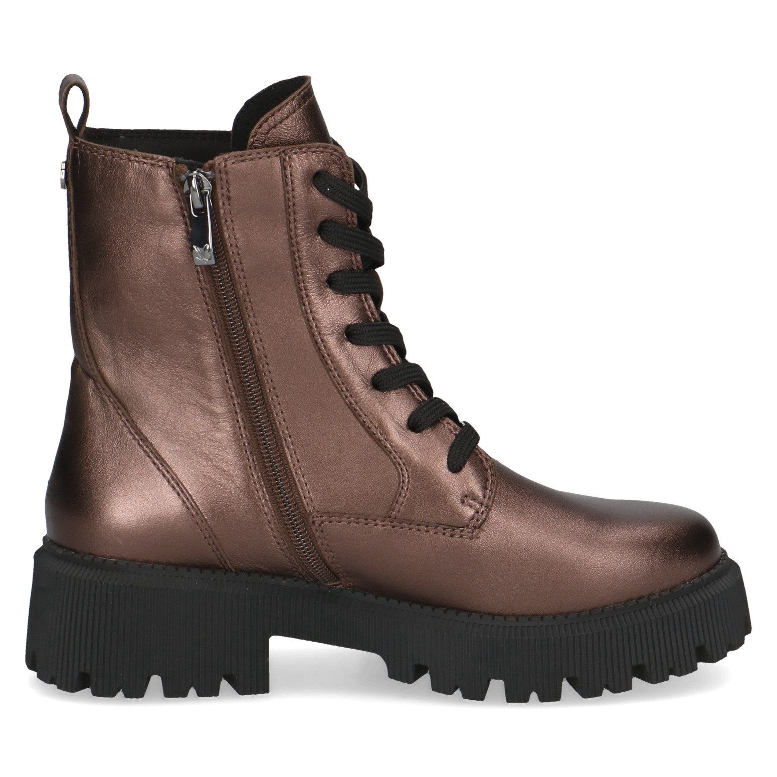 Caprice Veterschoenen , blokhak, veterlaarsje, sierritssluiting aan de buitenkant