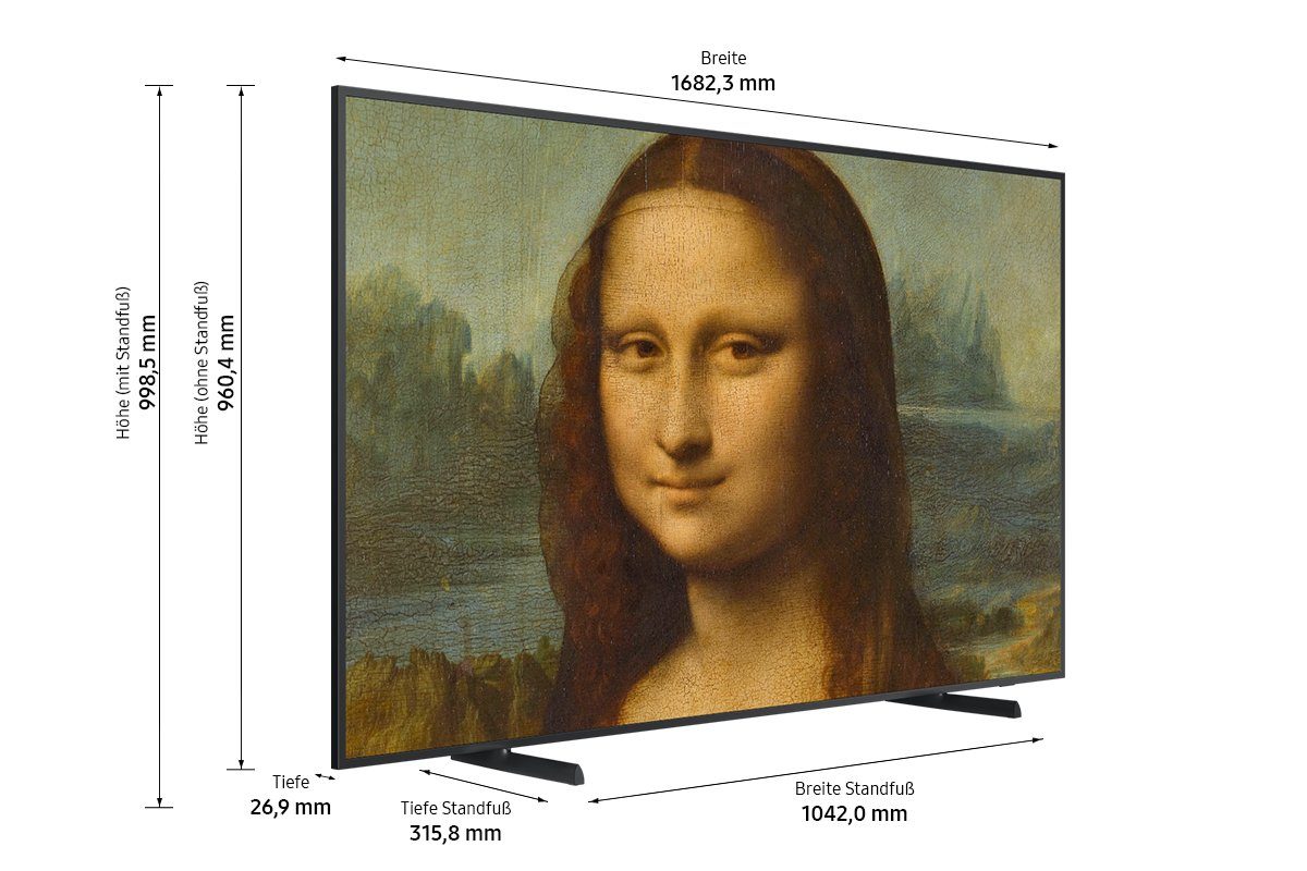 Samsung Led-lifestyle-TV 75" QLED 4K The Frame (2022), 189 cm / 75", Smart TV, Quantum processor 4K, Mat Display, Quantum HDR