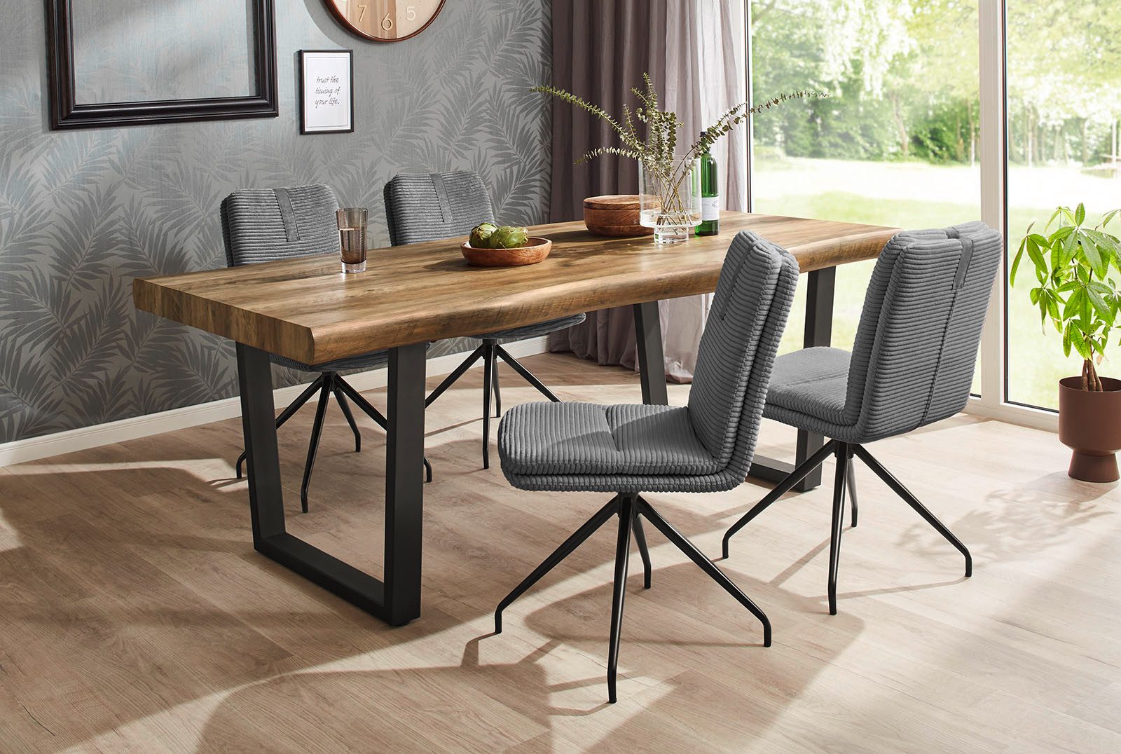 Jockenhöfer Gruppe Eettafel Don in boomrand-optiek, 200x100 cm, plaatdikte 8 cm