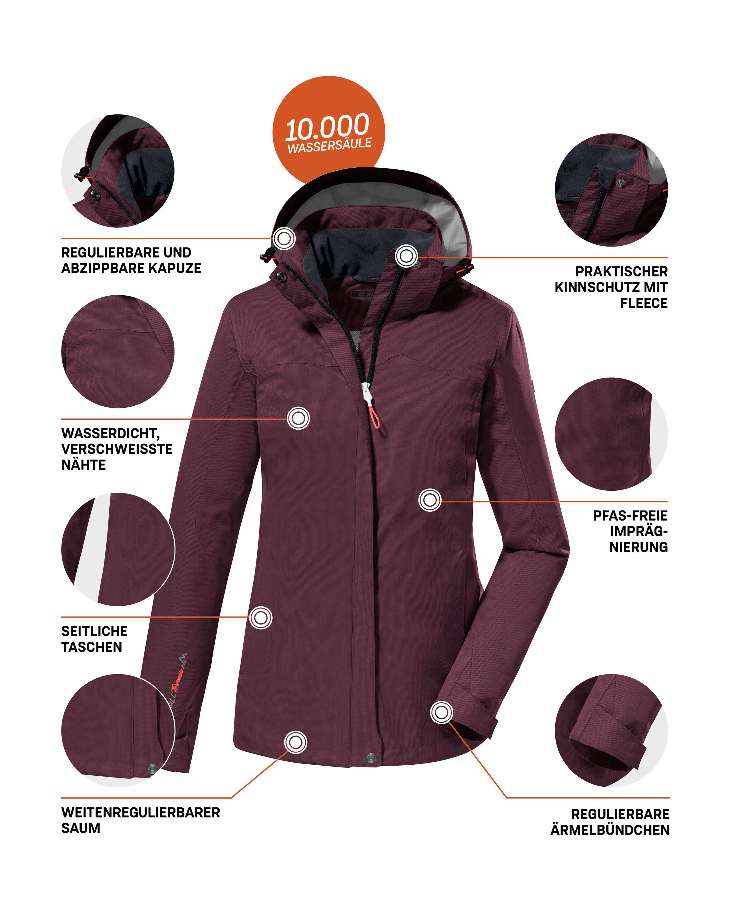 Killtec Outdoorjack KOS 133 WMN JCKT Water- en winddichte damesjack met afneembare capuchon, PFAS-vrij