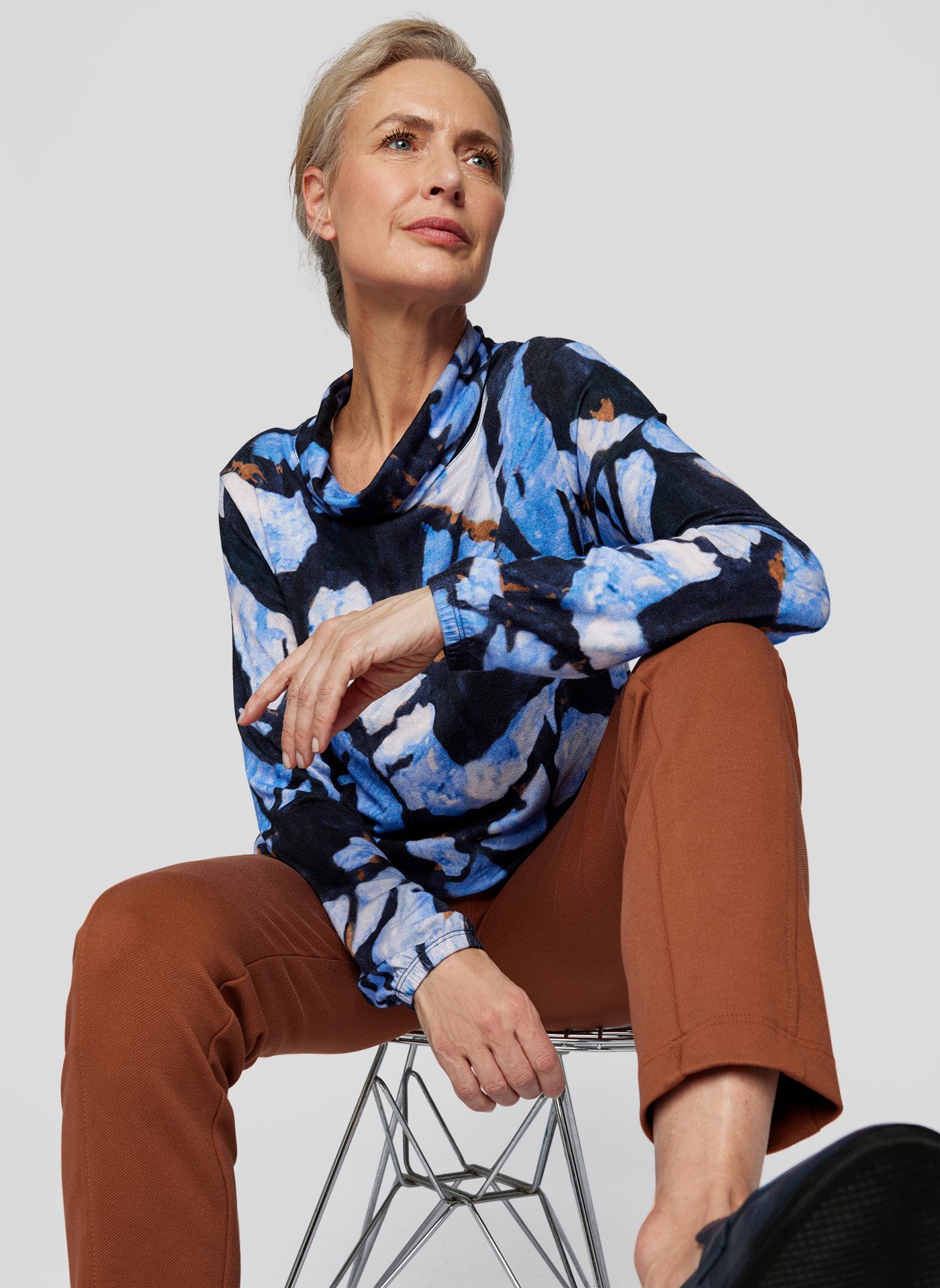 Rabe Shirt met lange mouwen met allover-print en staande kraag