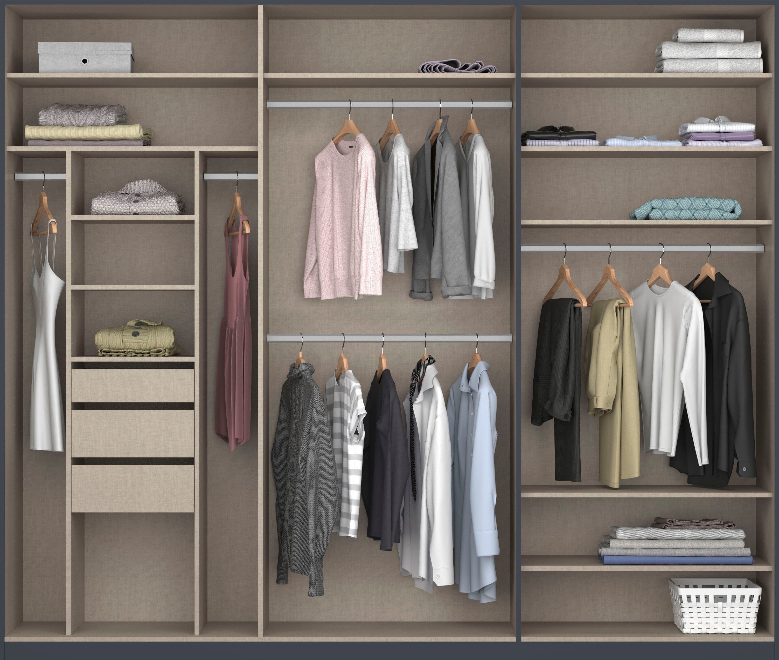 rauch Draaideurkast Kledingkast kast garderobe TOPSELLER OTELI incl. binnenindeling met 3 binnenlades extra planken optioneel met spiegel made in germany
