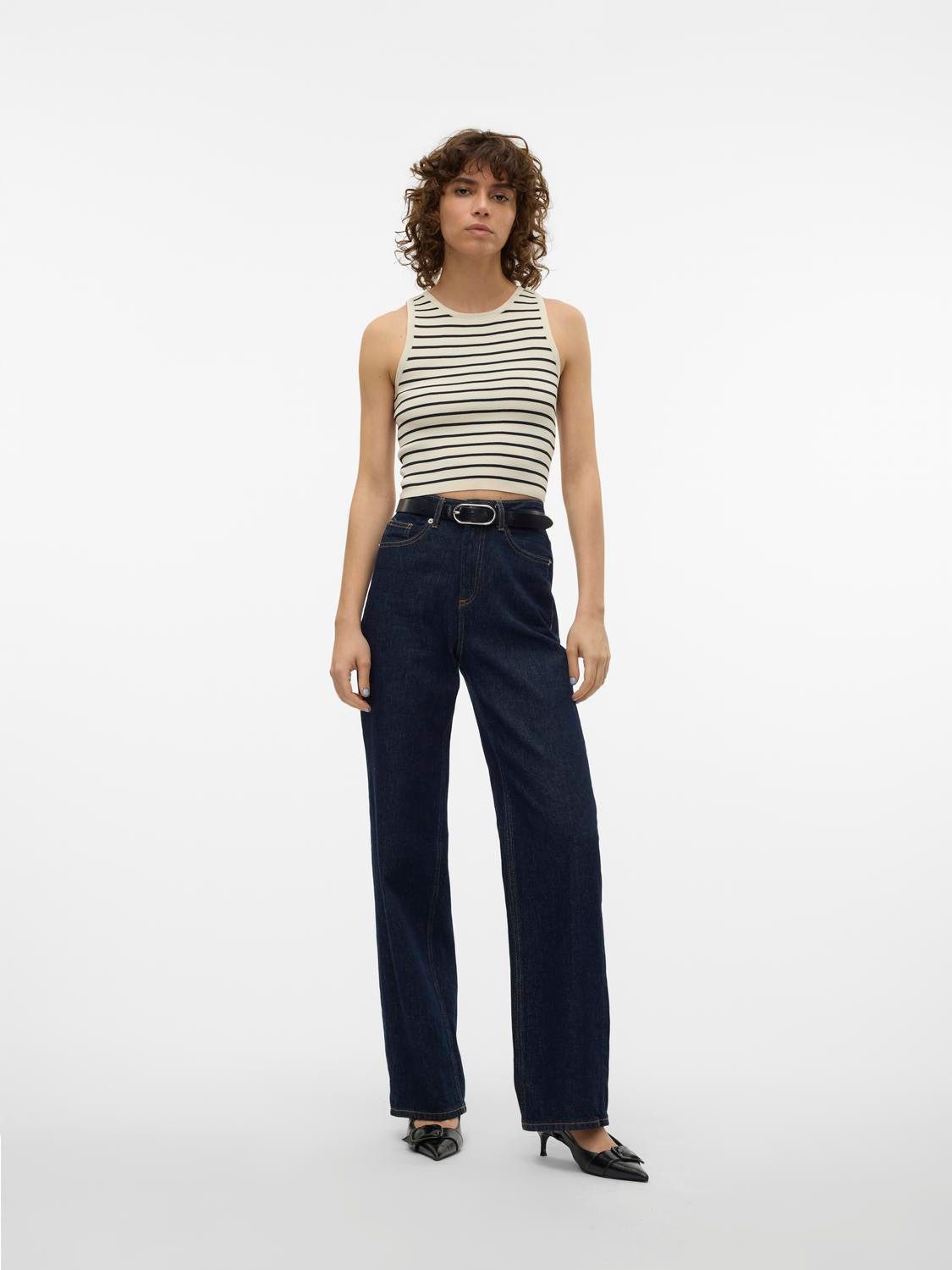 Vero Moda Gebreide trui VMGINNY SL O-NECK CROP TOP NOOS