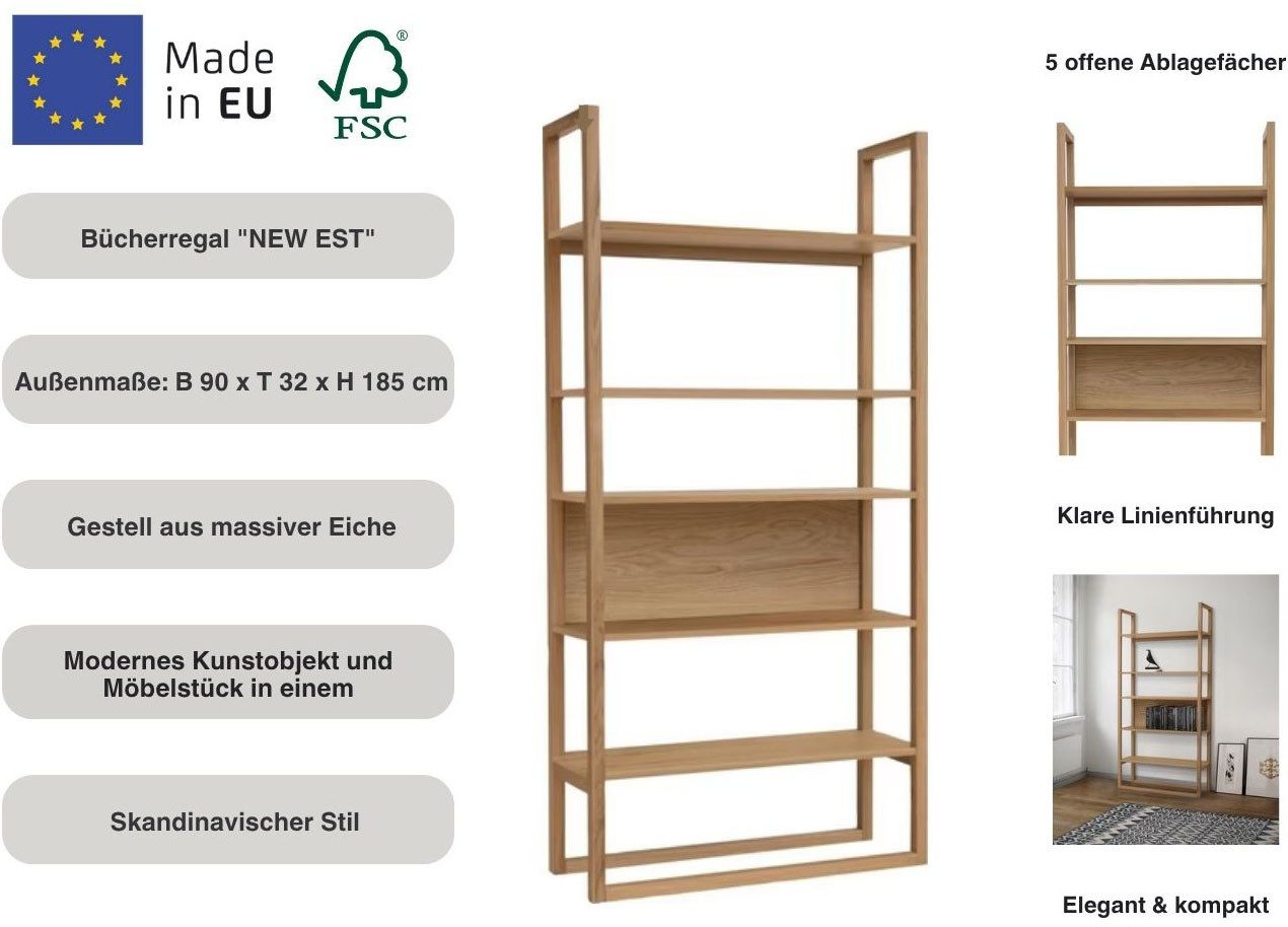 Woodman Boekenkast New Est in scandinavisch design, frame van massief eiken