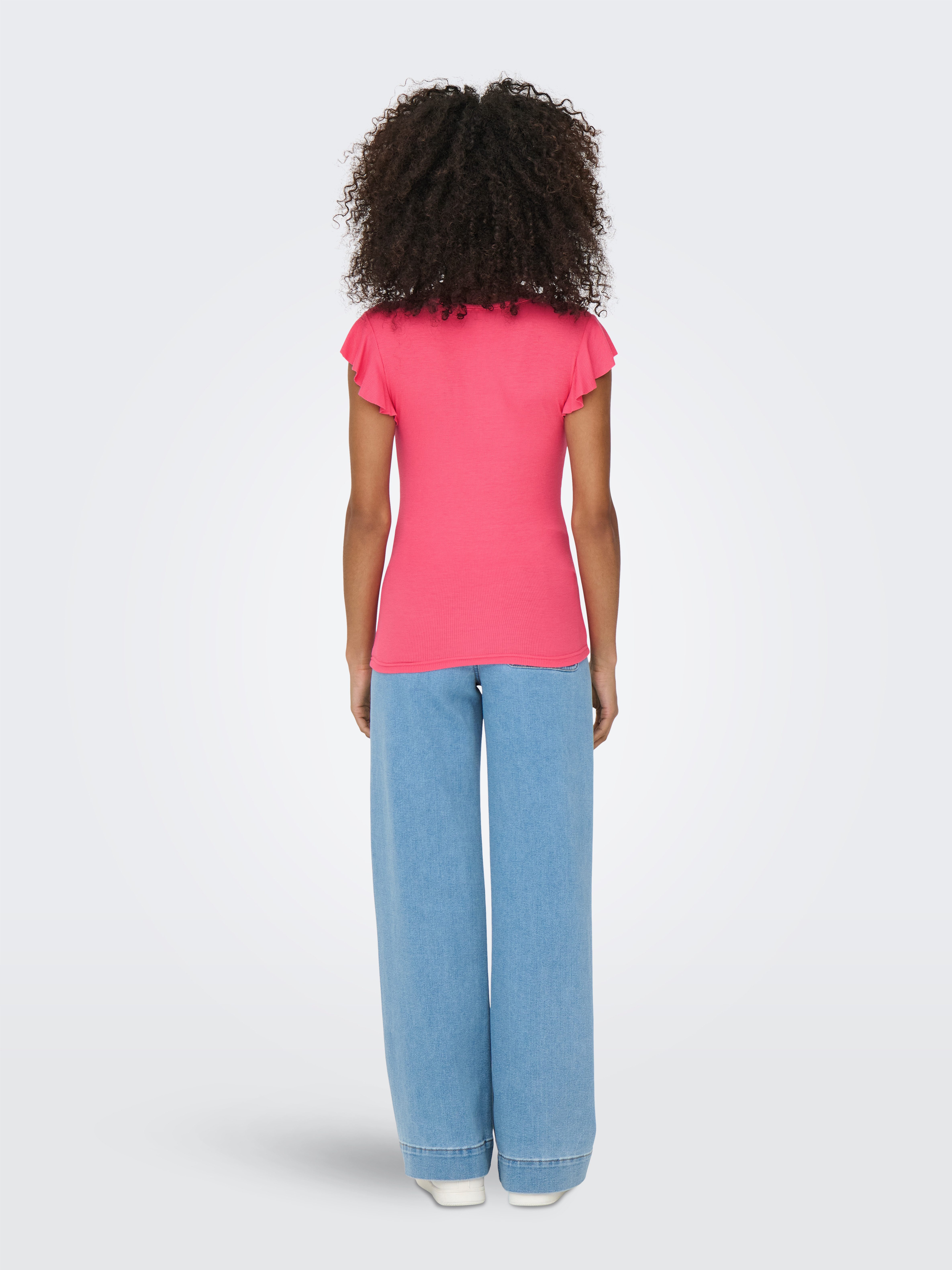 Only Shirt met V-hals ONLBELIA S/L TOP JRS NOOS