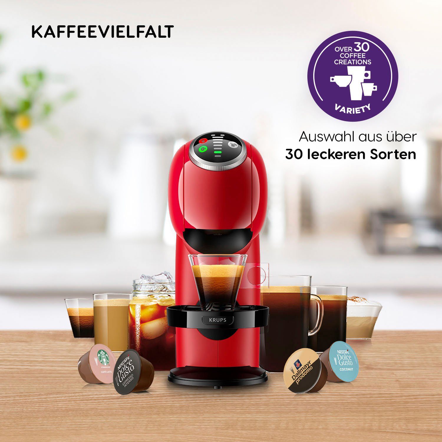 Nescafé Dolce Gusto Koffiecapsulemachine KP3405 Genio S Plus, Temperatuurkeuze, automatische uitschakeling, 0,8 liter waterreservoir