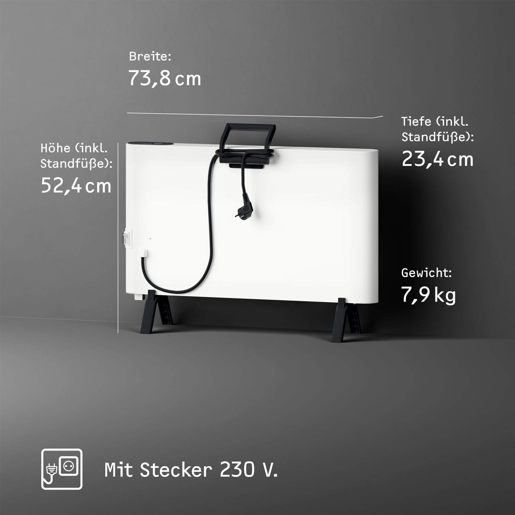 Stiebel-Eltron Convectorkachel "CNS 2000 Plus LCD move", staande convector energiezuinig, wit, 2 kW