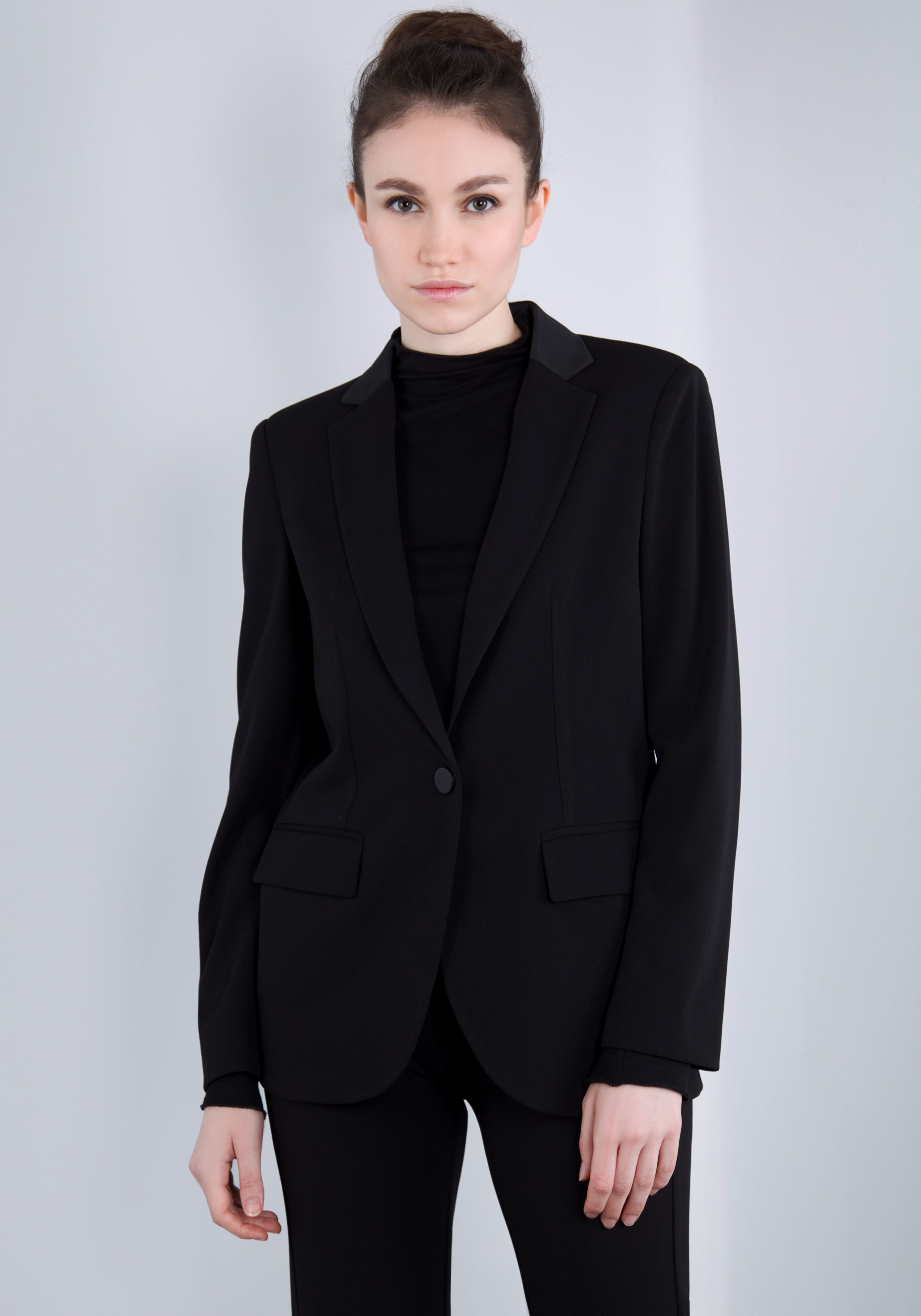 IMPERIAL Lange blazer met satijnen details en stretch