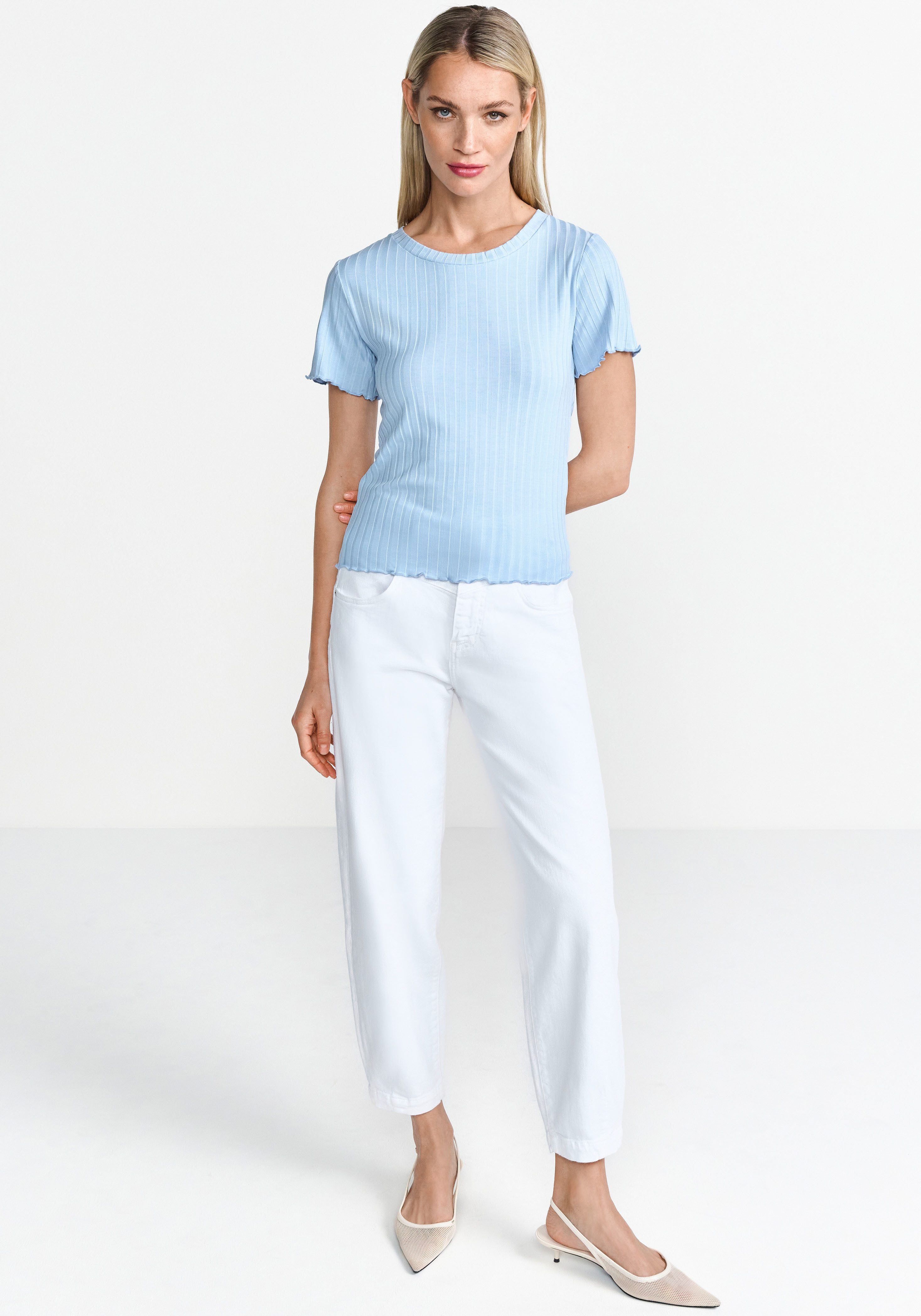 Rich & Royal Shirt met korte mouwen Met golvende zoom aan romp en mouwen