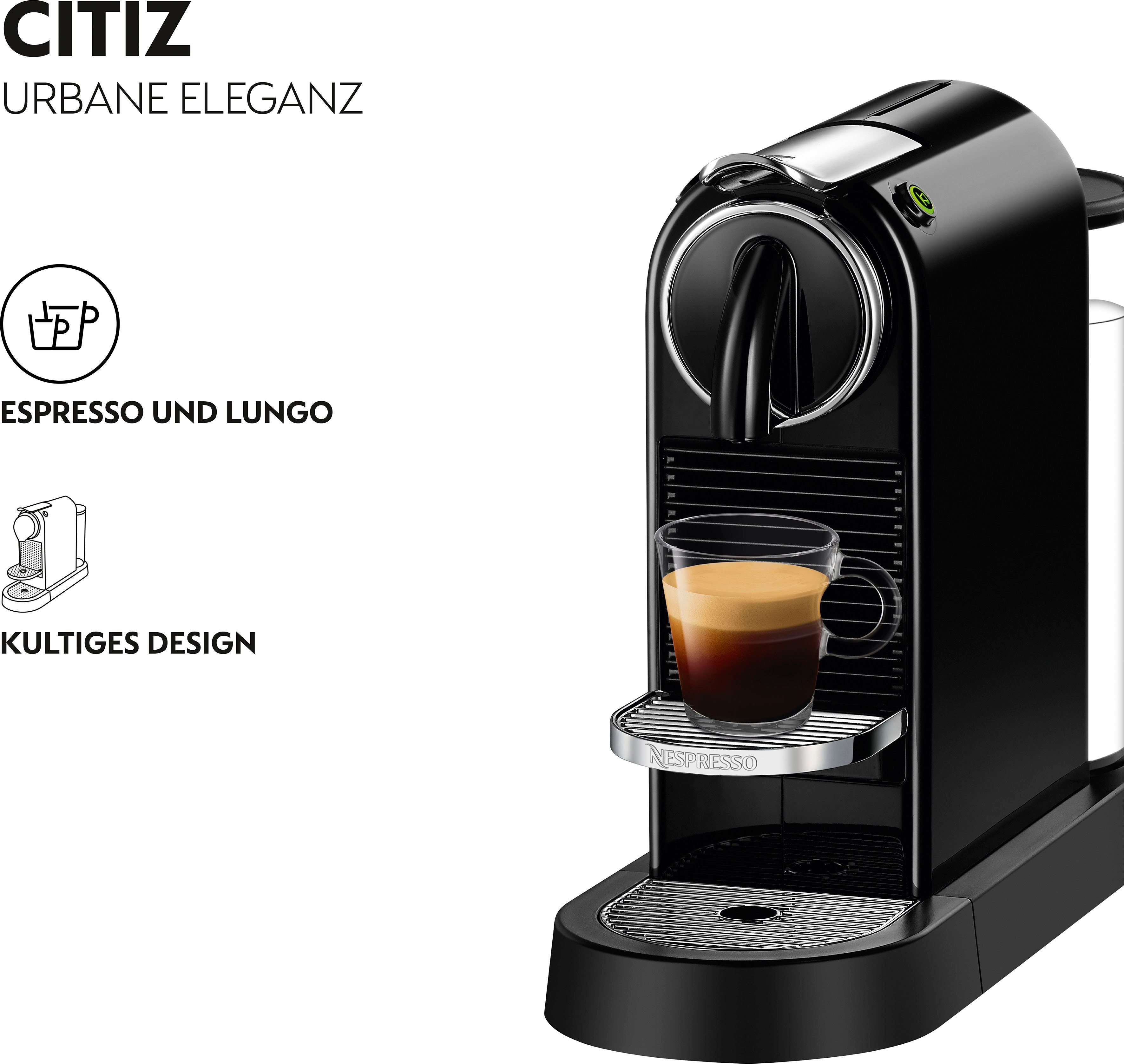 Nespresso Koffiecapsulemachine CITIZ EN 167.B van DeLonghi, Black, incl. welkomstpakket met 7 capsules