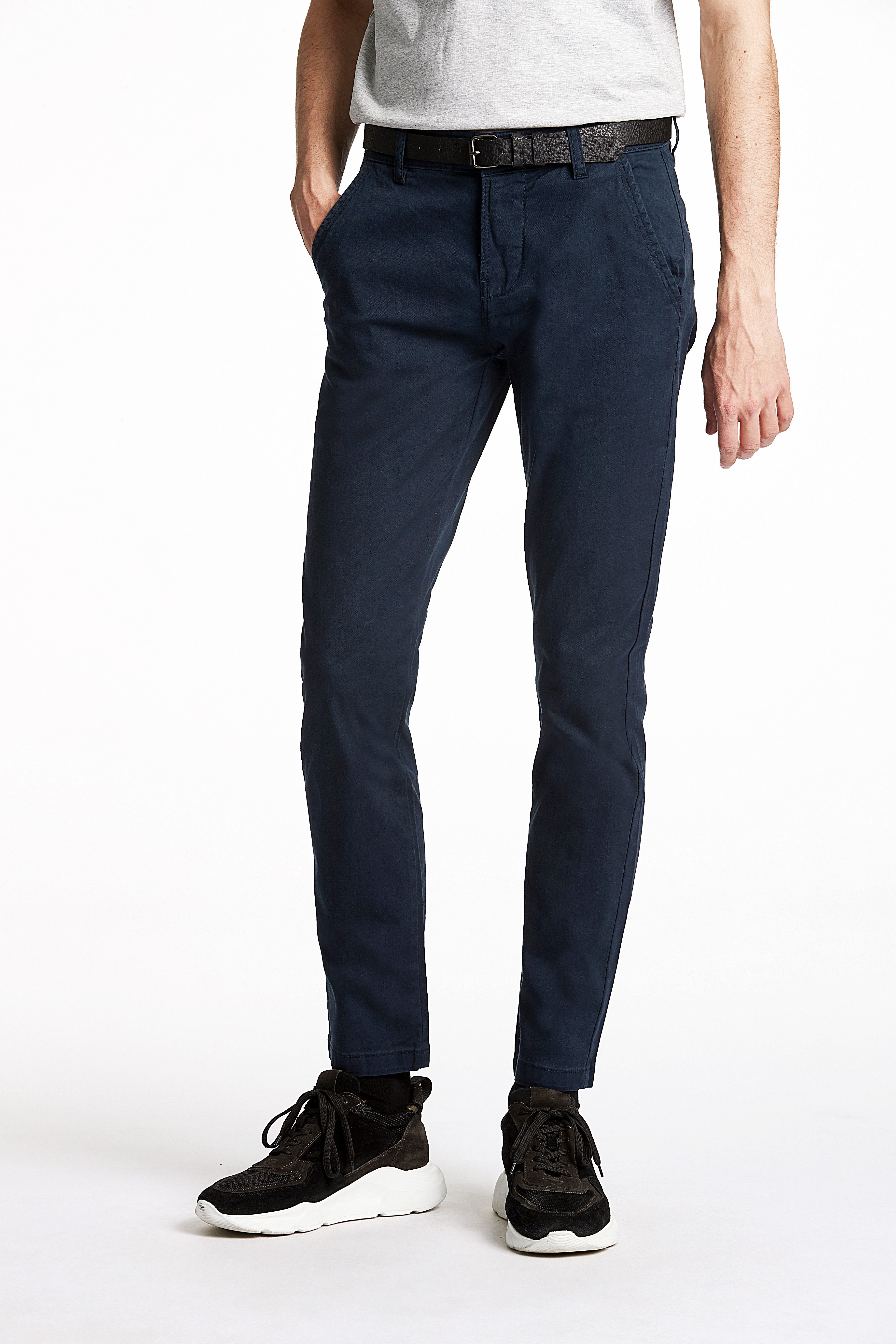 LINDBERGH Chino met riem en stretch (2-delig) heren chino's maat 38 blauw