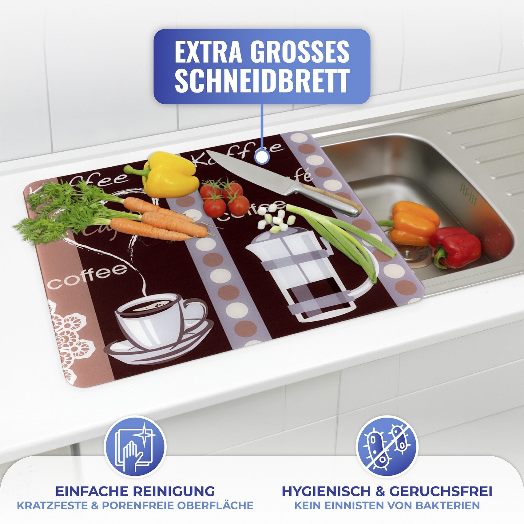 WENKO Snij- en afdekplank Model Koffiegeur los werkblad te gebruiken (1-delig)