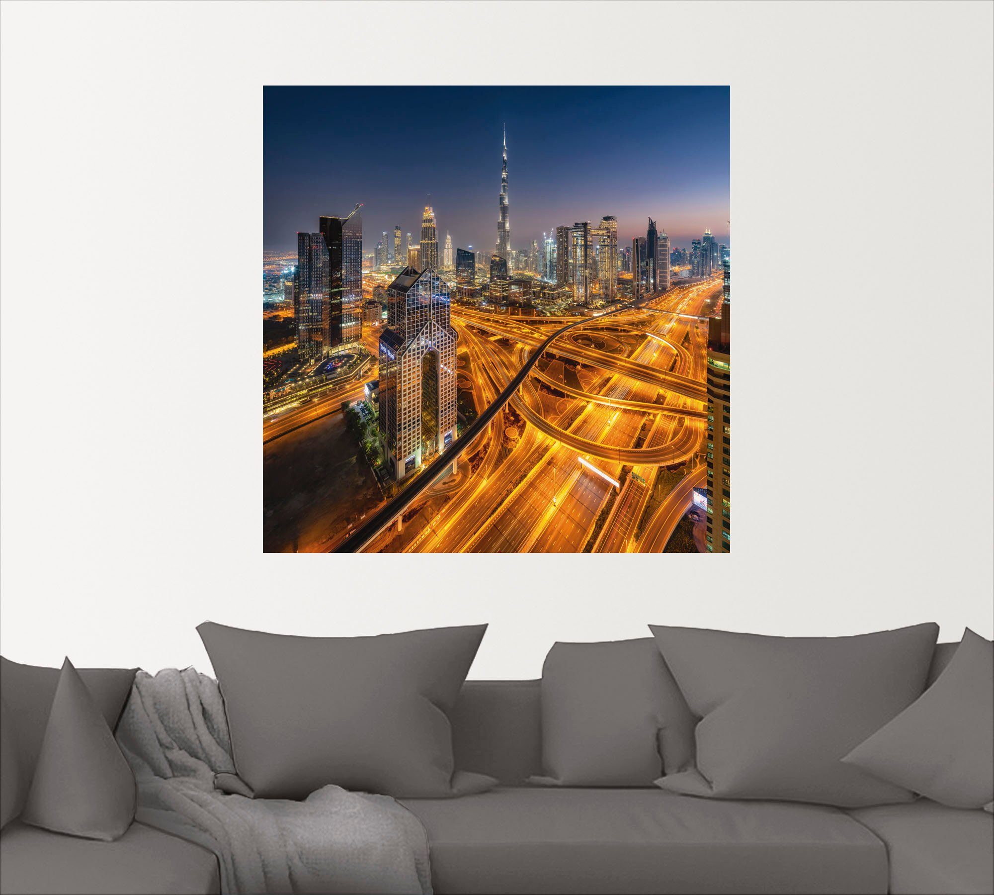 Artland Artprint Skyline Dubai als artprint van aluminium, artprint voor buiten, muursticker in diverse maten