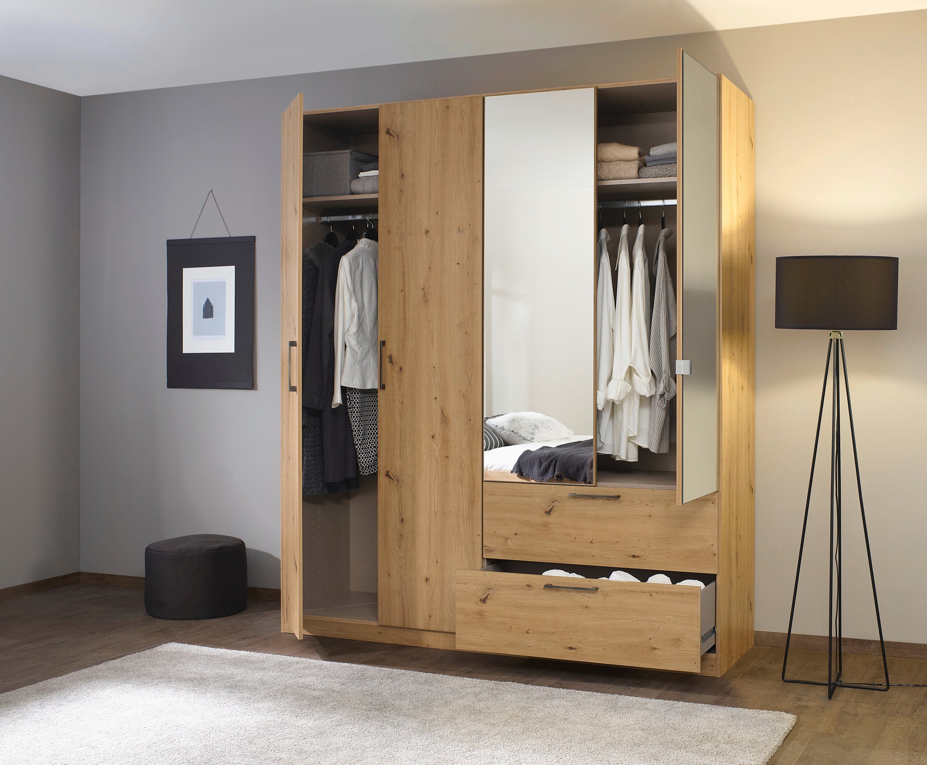 Slaapkamerserie Compleet slaapkamer Challenger (Set van 4 delen) Kast 2 breedtes, bed 3 breedtes, 2 nachttafels MADE IN GERMANY