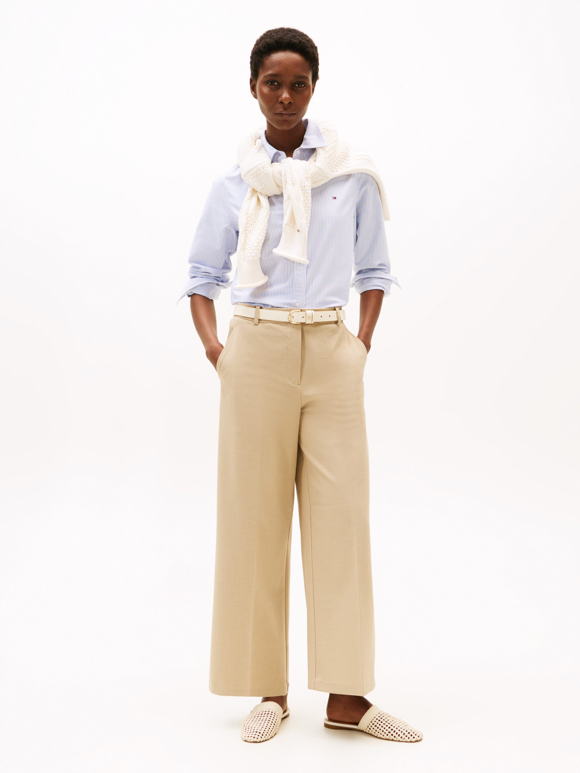 Tommy Hilfiger Geweven broek Low Normal Waist Bi-Stretch Riemlus, elastisch, onderhoudsvriendelijk kreukvrij, business casual