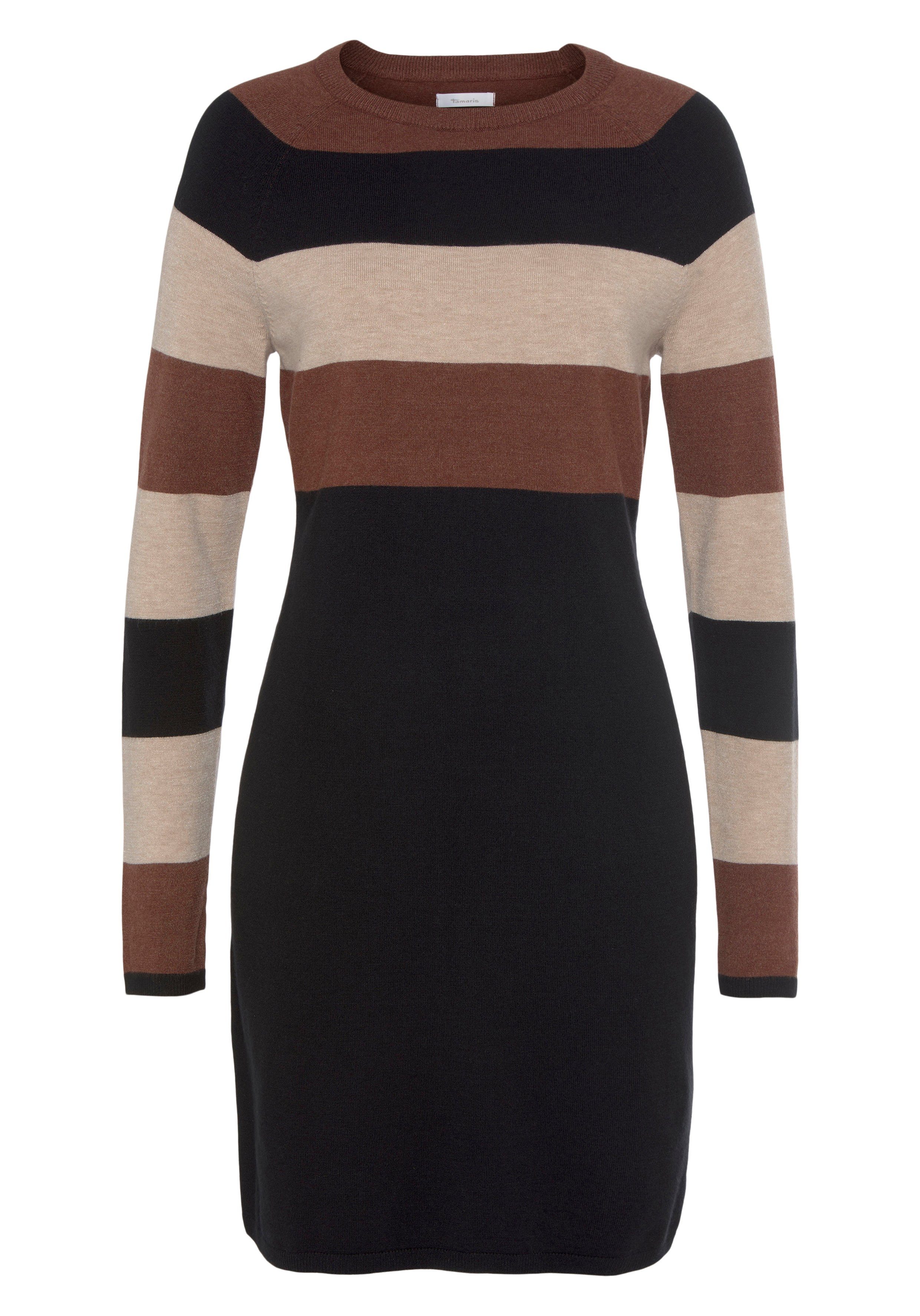 Tamaris Gebreide jurk casual look, van katoenmix, lange mouwen
