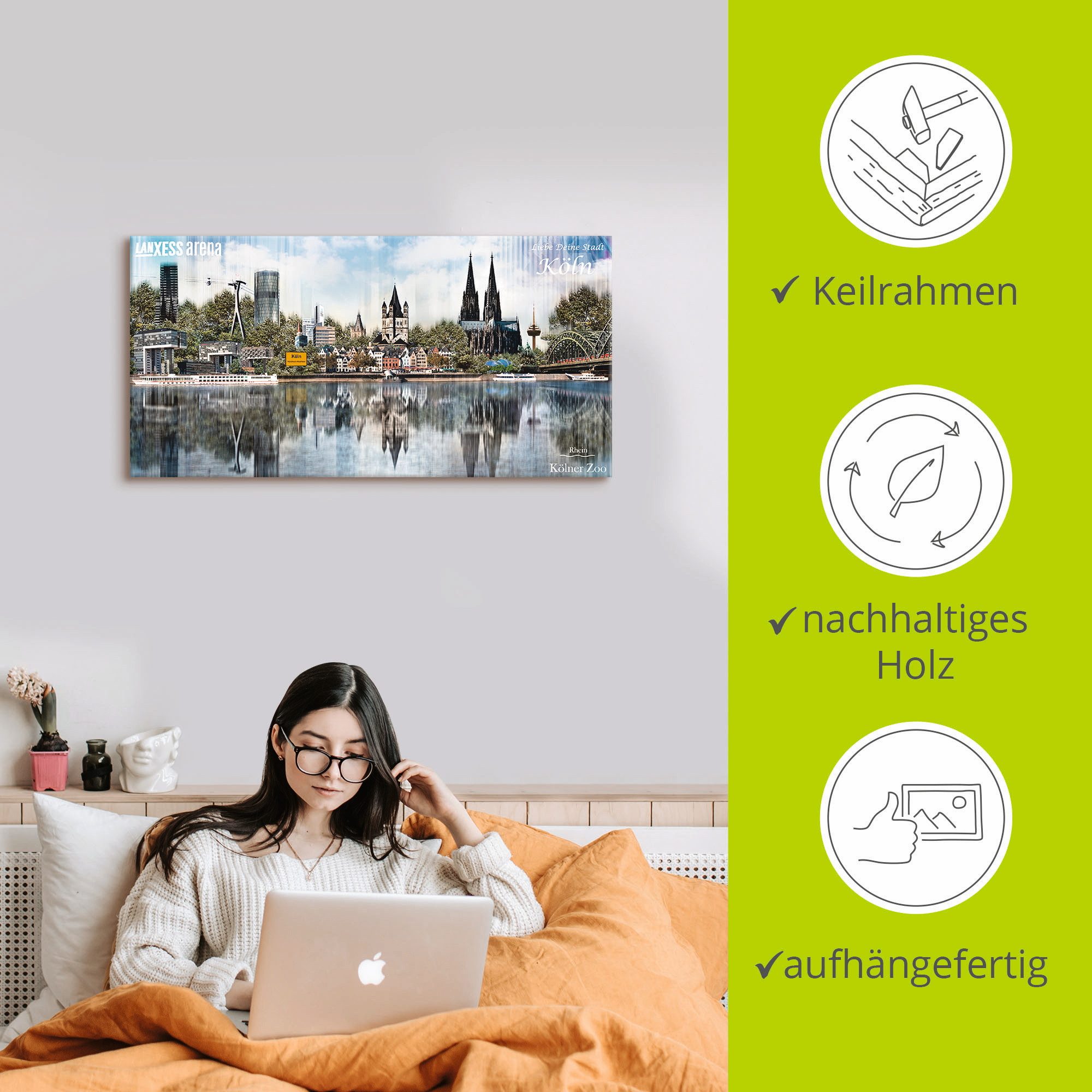 Artland Artprint op linnen Keulen Skyline abstracte collage 20