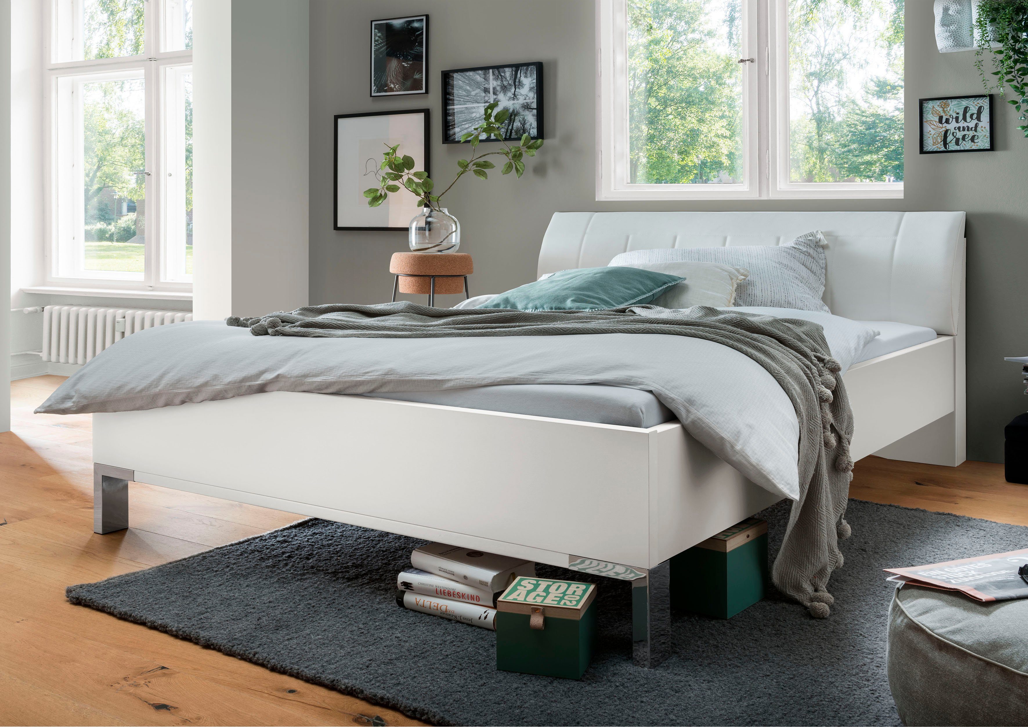 WIEMANN Futonbed Monaco, Bedframe, Bedframe, comfortabel gestoffeerd hoofdbord