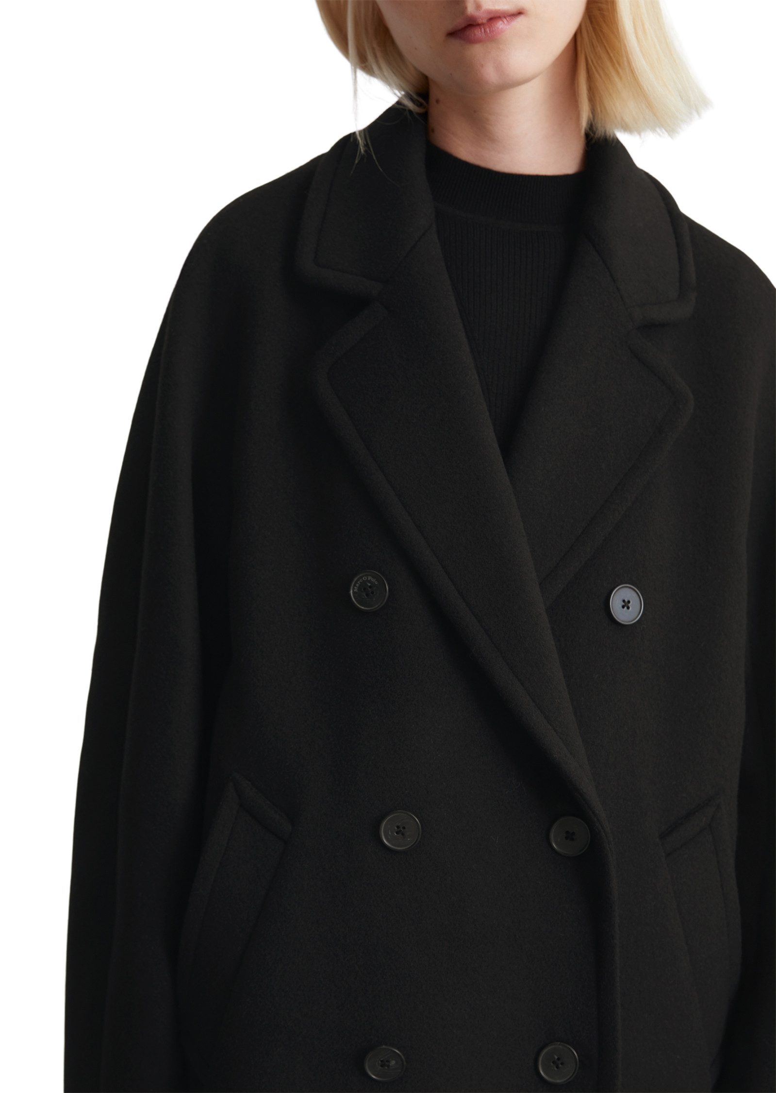 Marc O'Polo Caban Casual dubbelknopssluiting met afgeronde revers knopen in hoornlook
