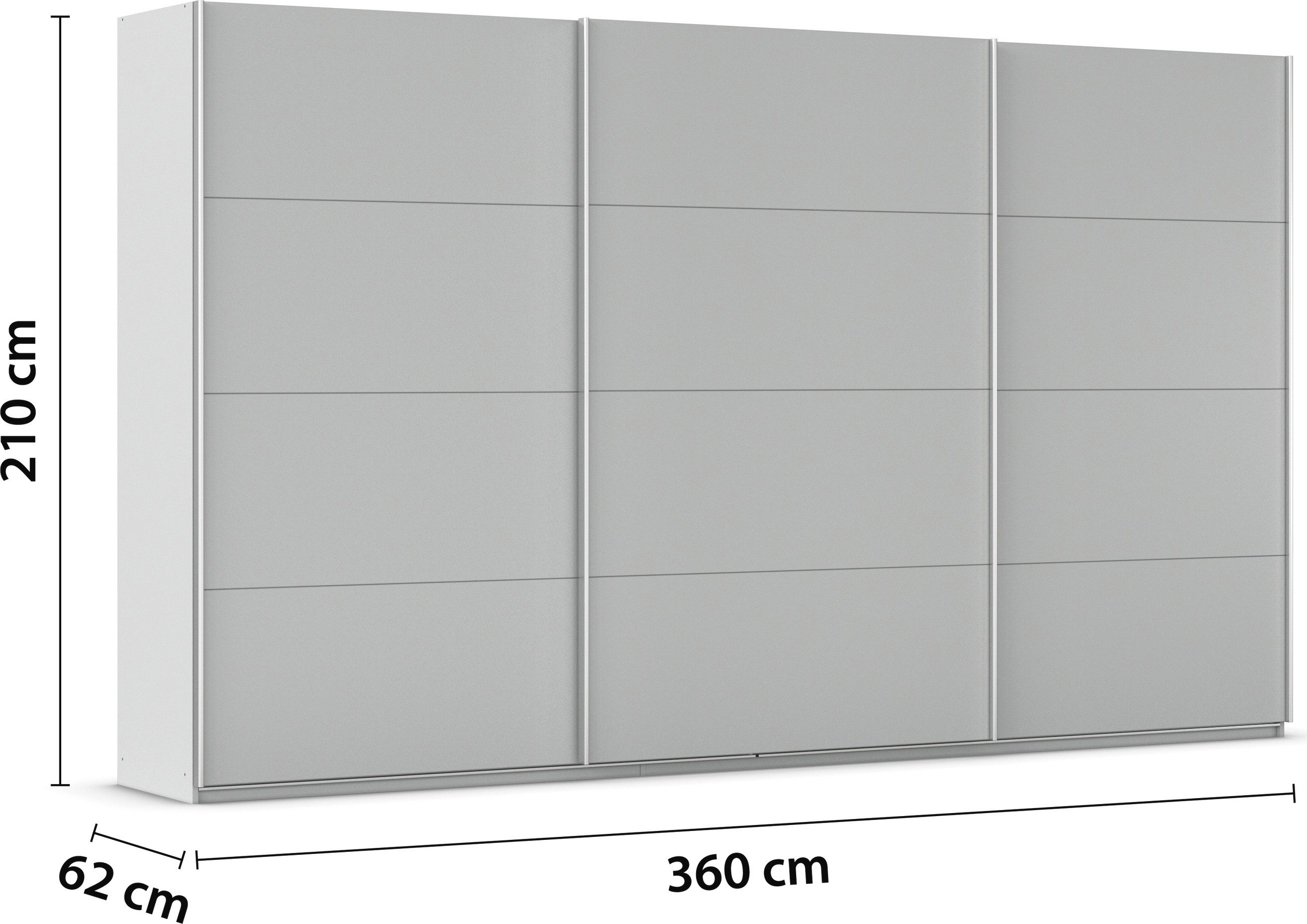 rauch Schuifdeurkast Kledingkast kast garderobe AGORDO met decor- of hoogglansfront doordachte binnenuitrusting, in 4 breedtes en 2 hoogtes made in germany
