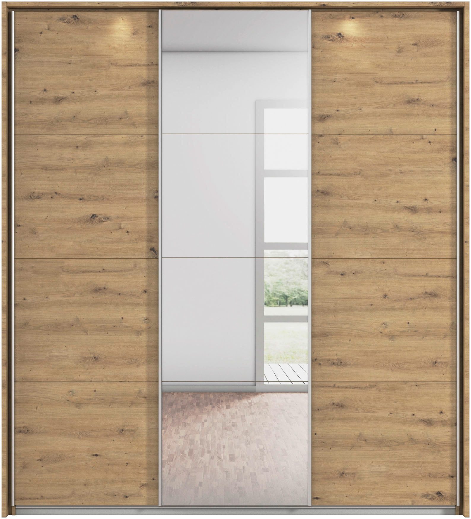 rauch Schuifdeurkast Kledingkast kast garderobe CORTONA met passe-partout en optionele verlichting inclusief indeling 2 boxen en planken