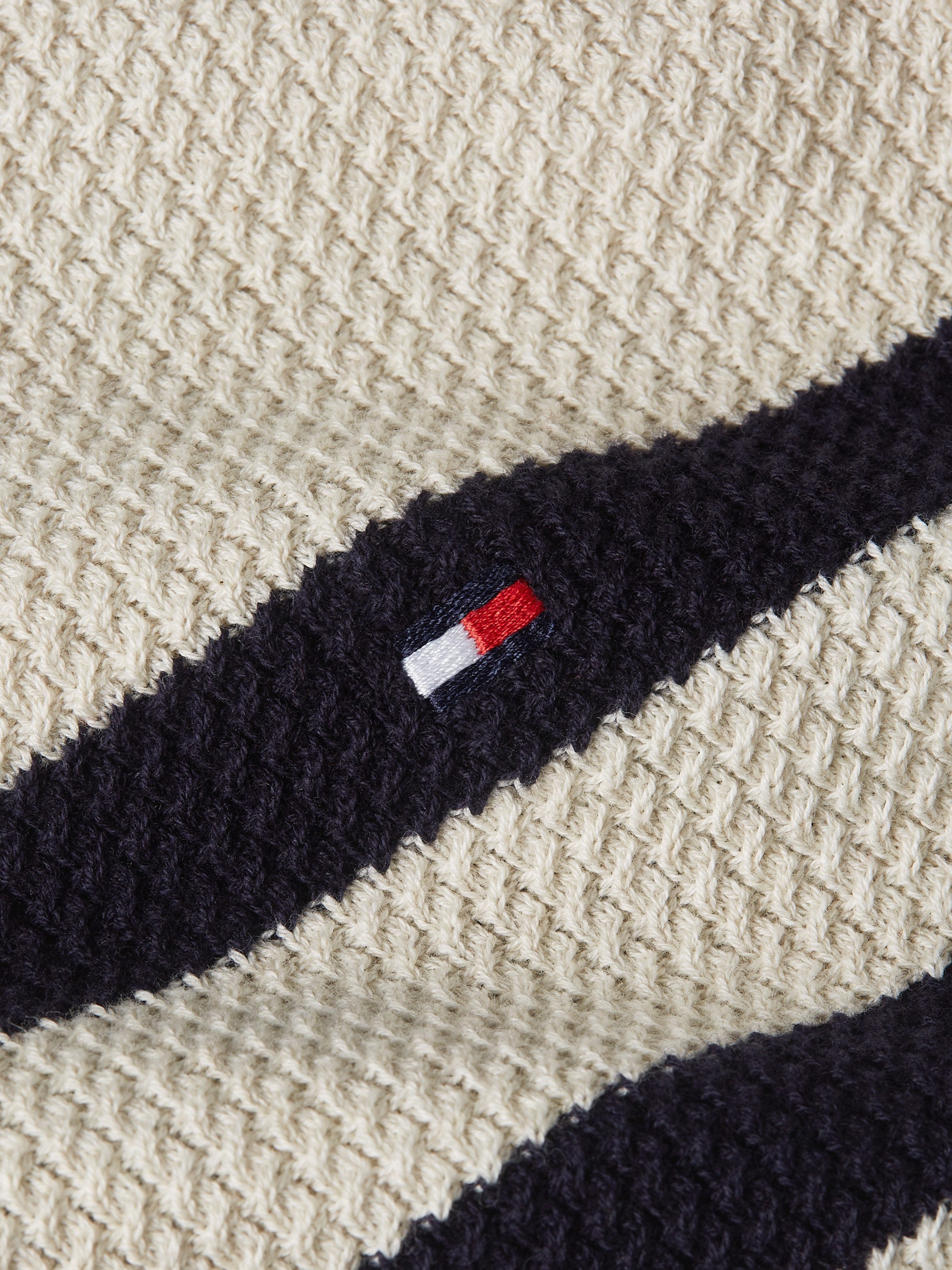 Tommy Hilfiger Gebreide trui STRUCTURE CREW NK met contrastkleurige strepen
