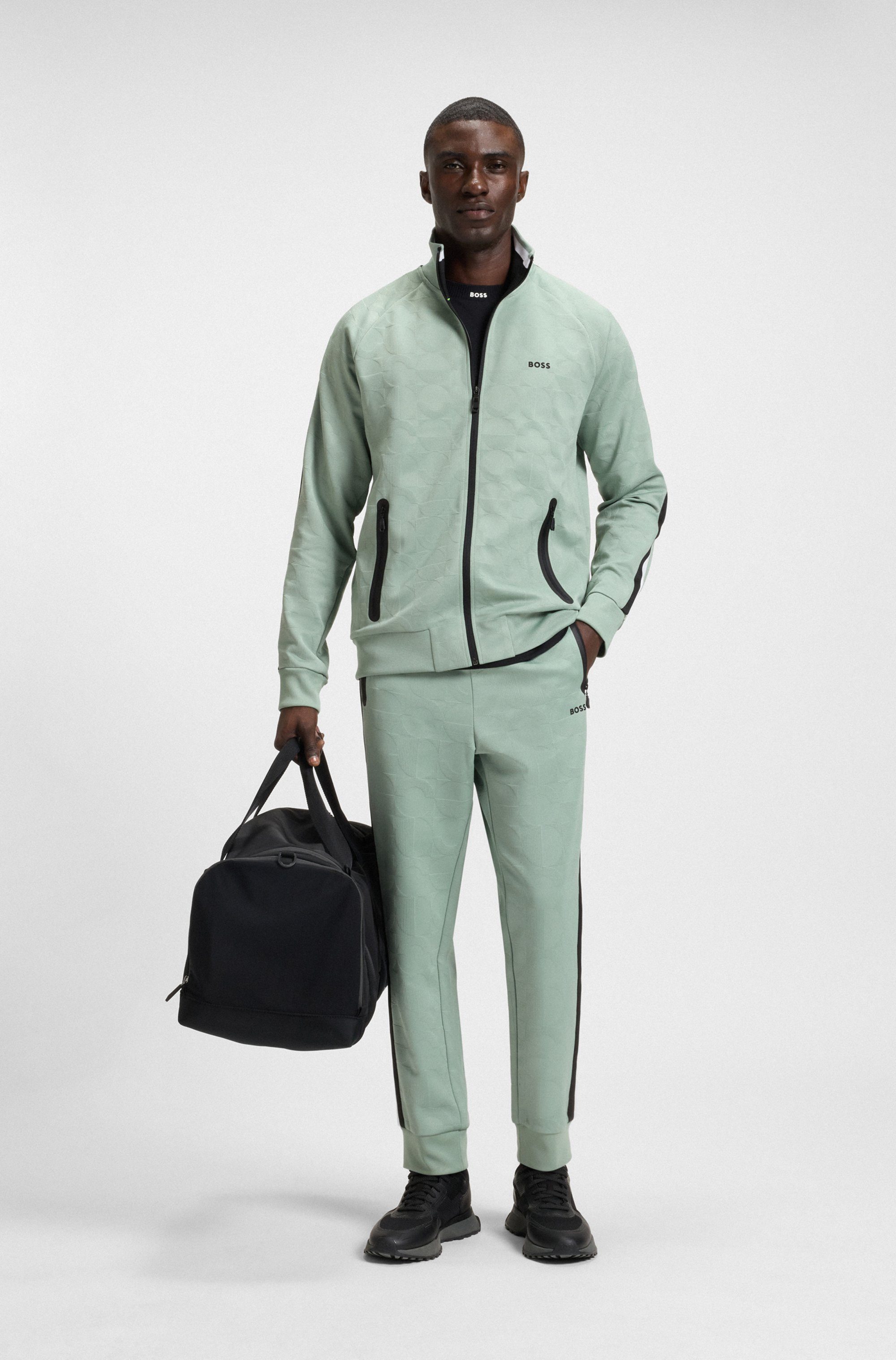 BOSS GREEN Sweatvest Skarley Strip met een subtiel patroon