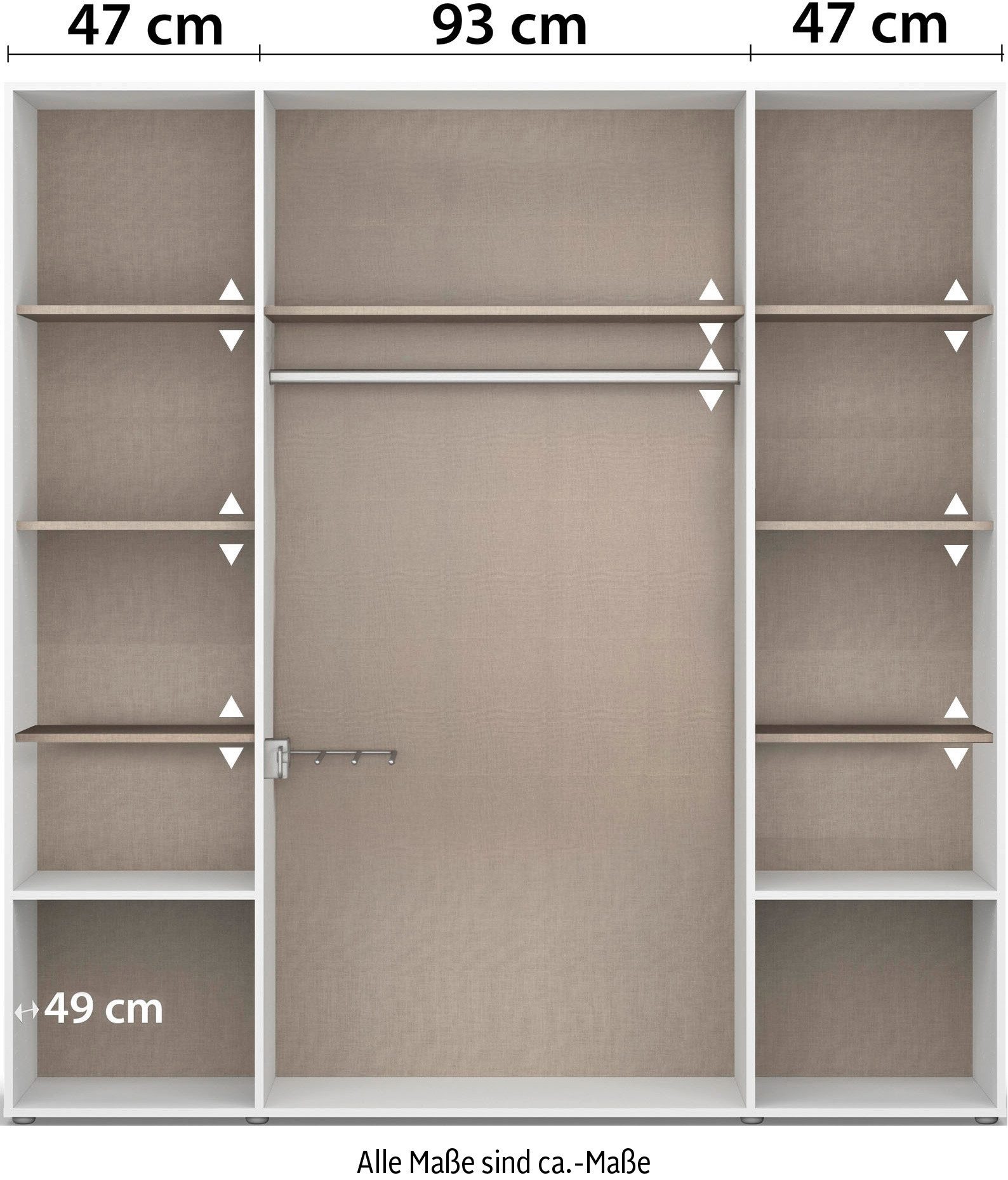rauch Draaideurkast Kledingkast kast garderobe linnenkast VOYAGER moderne grepen in grijs metallic met buitenlades made in germany