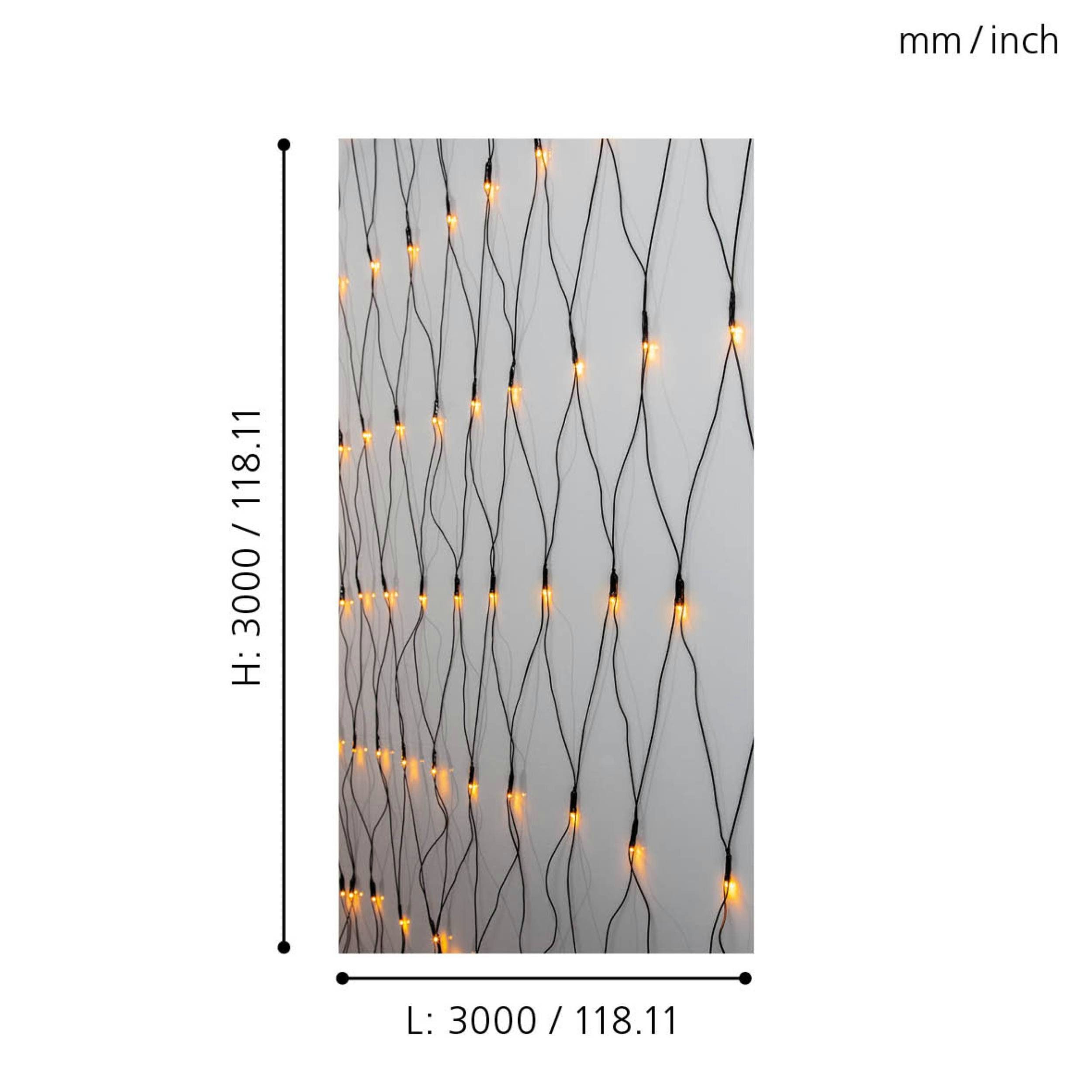 EGLO Led-lichtnet GOLDEN WARM WHITE Lichtnet voor binnen en buiten, extra warmwit, met kabel, 3x3 m (1 stuk)
