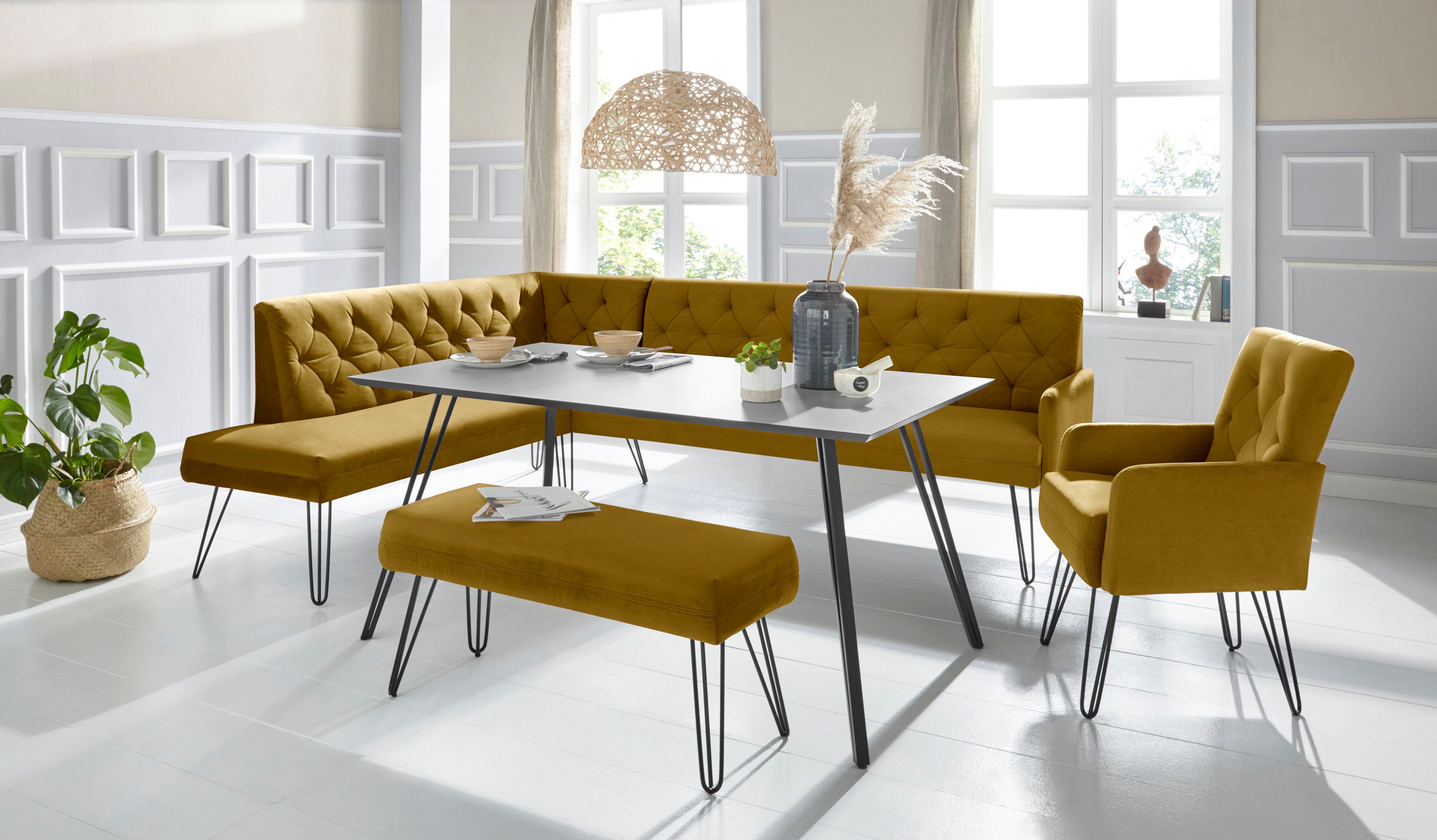 exxpo - sofa fashion Hoekbank Doppio, Chesterfield look, comfortabel en handig, hoge designvoeten