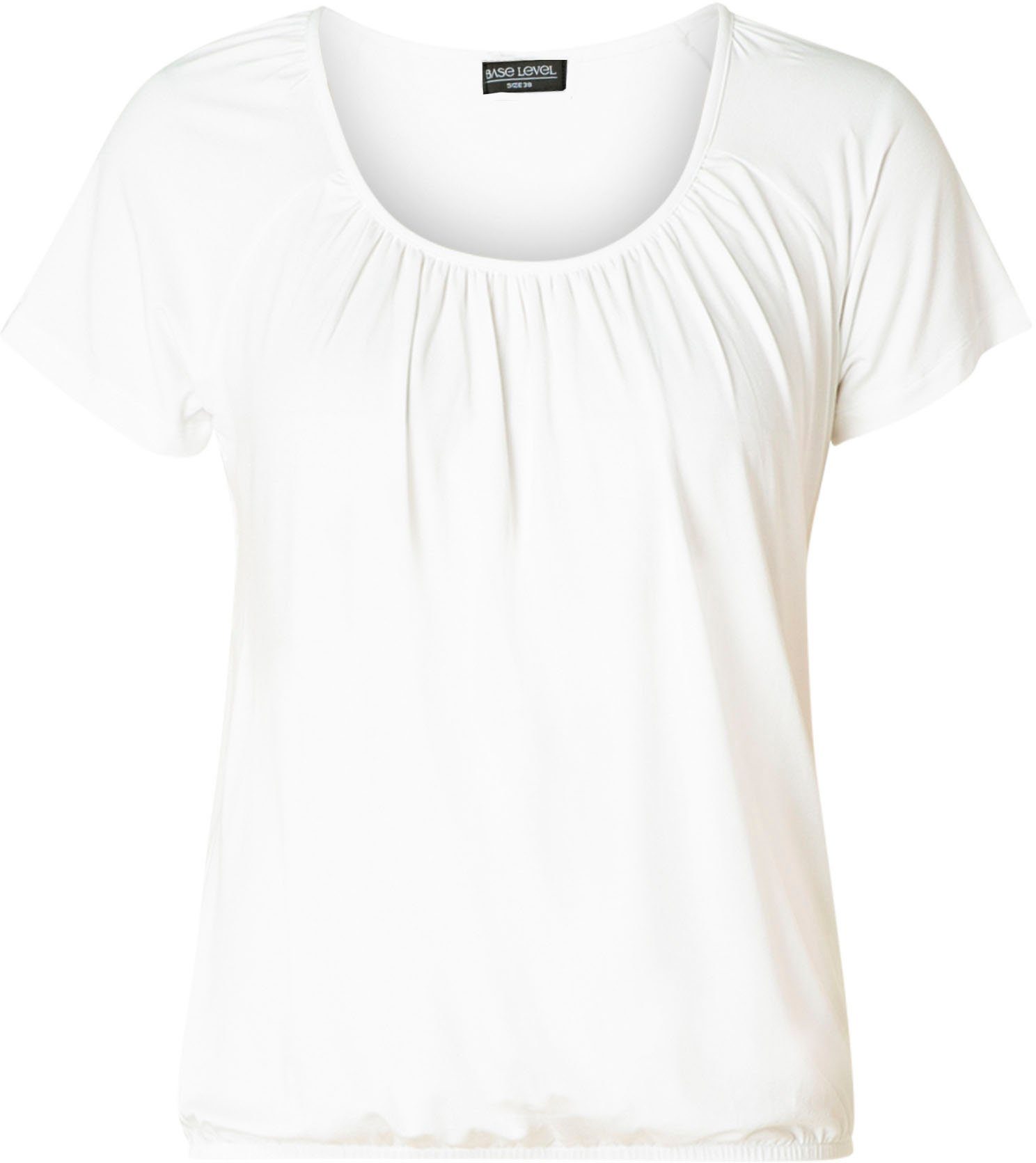 Base Level T-shirt Yona met plooien bij de hals en een elastische tailleband