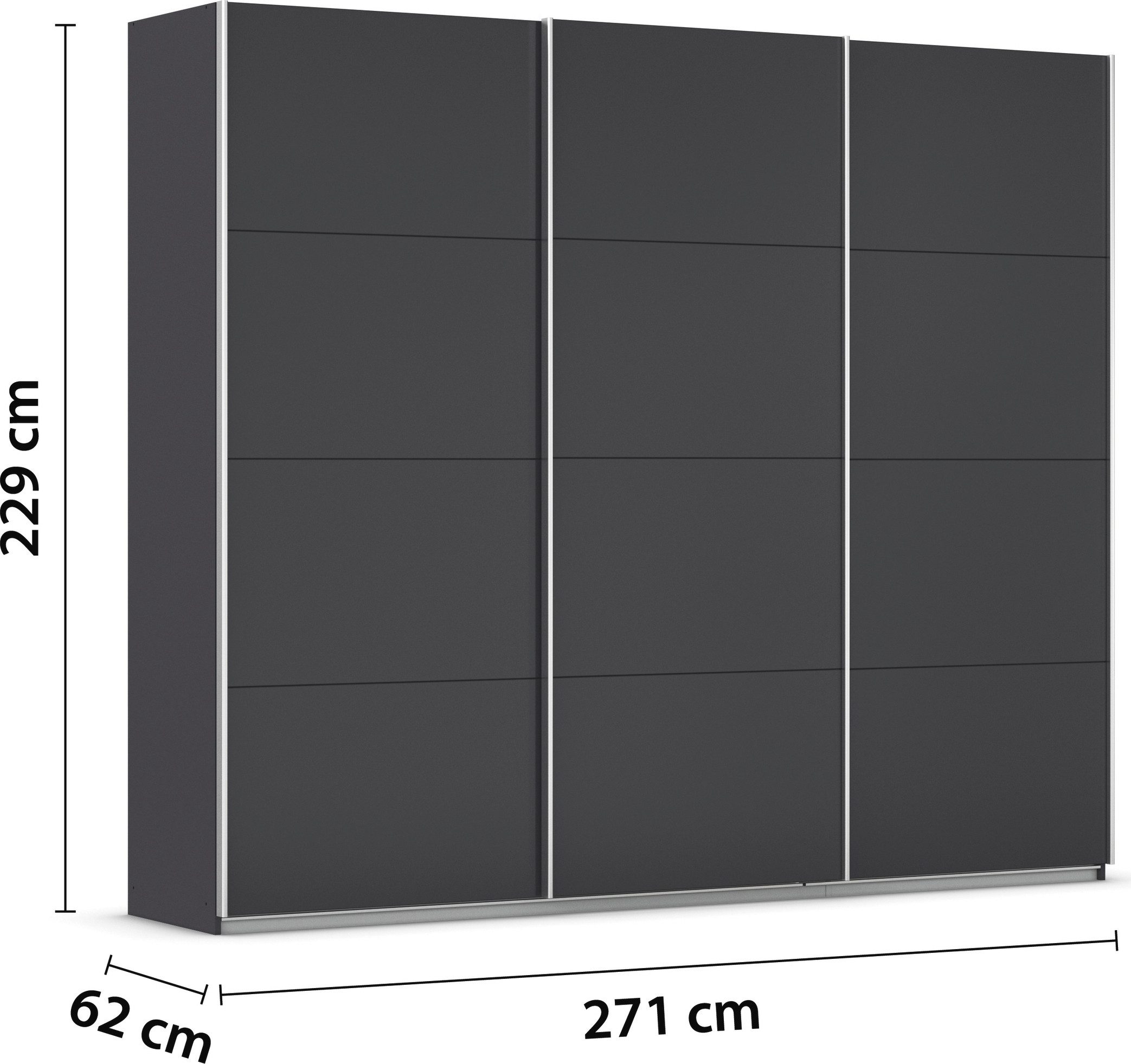 rauch Schuifdeurkast Kledingkast kast garderobe AGORDO met decor- of hoogglansfront doordachte binnenuitrusting, in 4 breedtes en 2 hoogtes made in germany