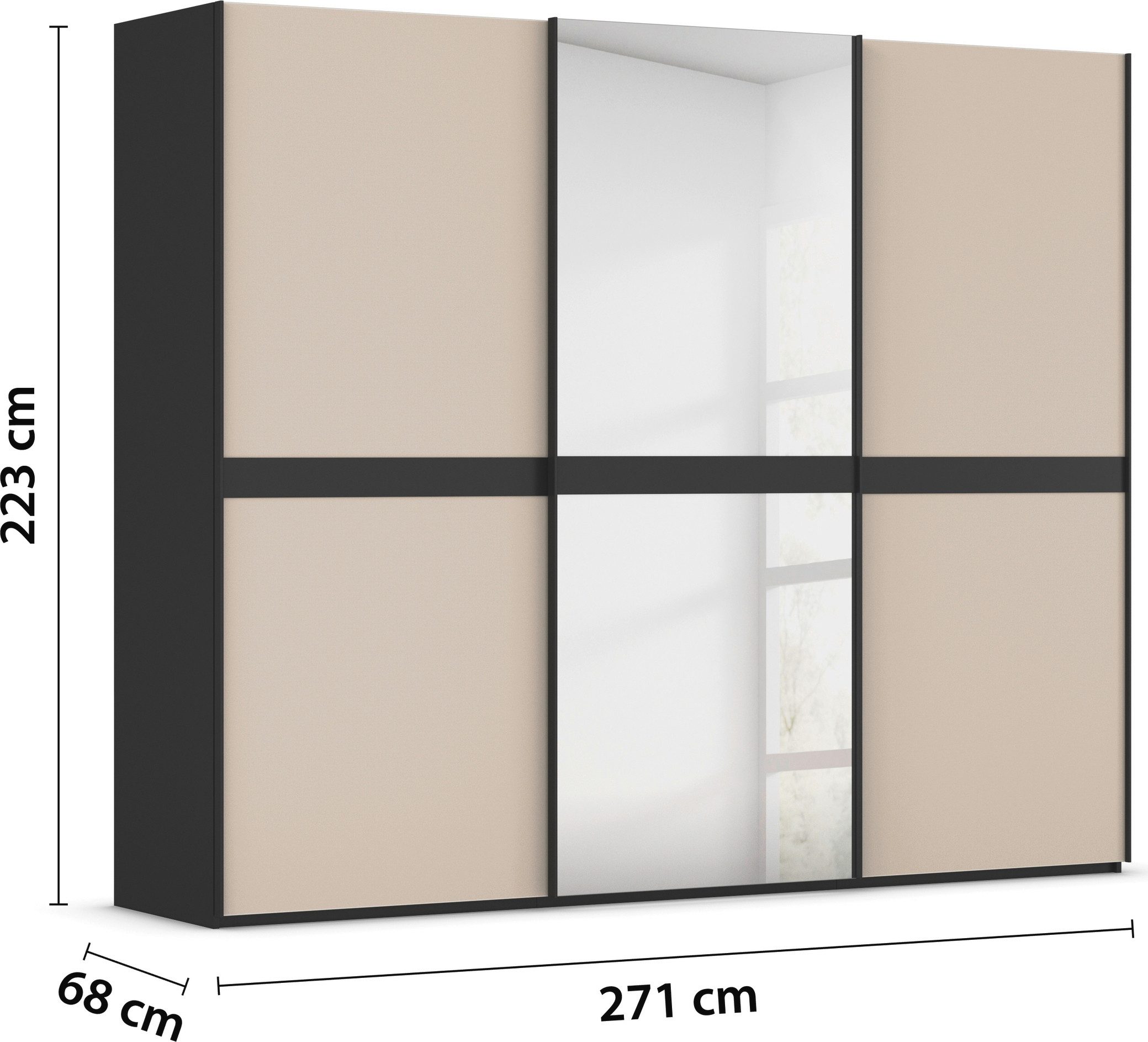 rauch Schuifdeurkast Kledingkast kast garderobe slaapkamerkast SCALE-LINE edel uiterlijk met buikband met glas/spiegel-front made in germany