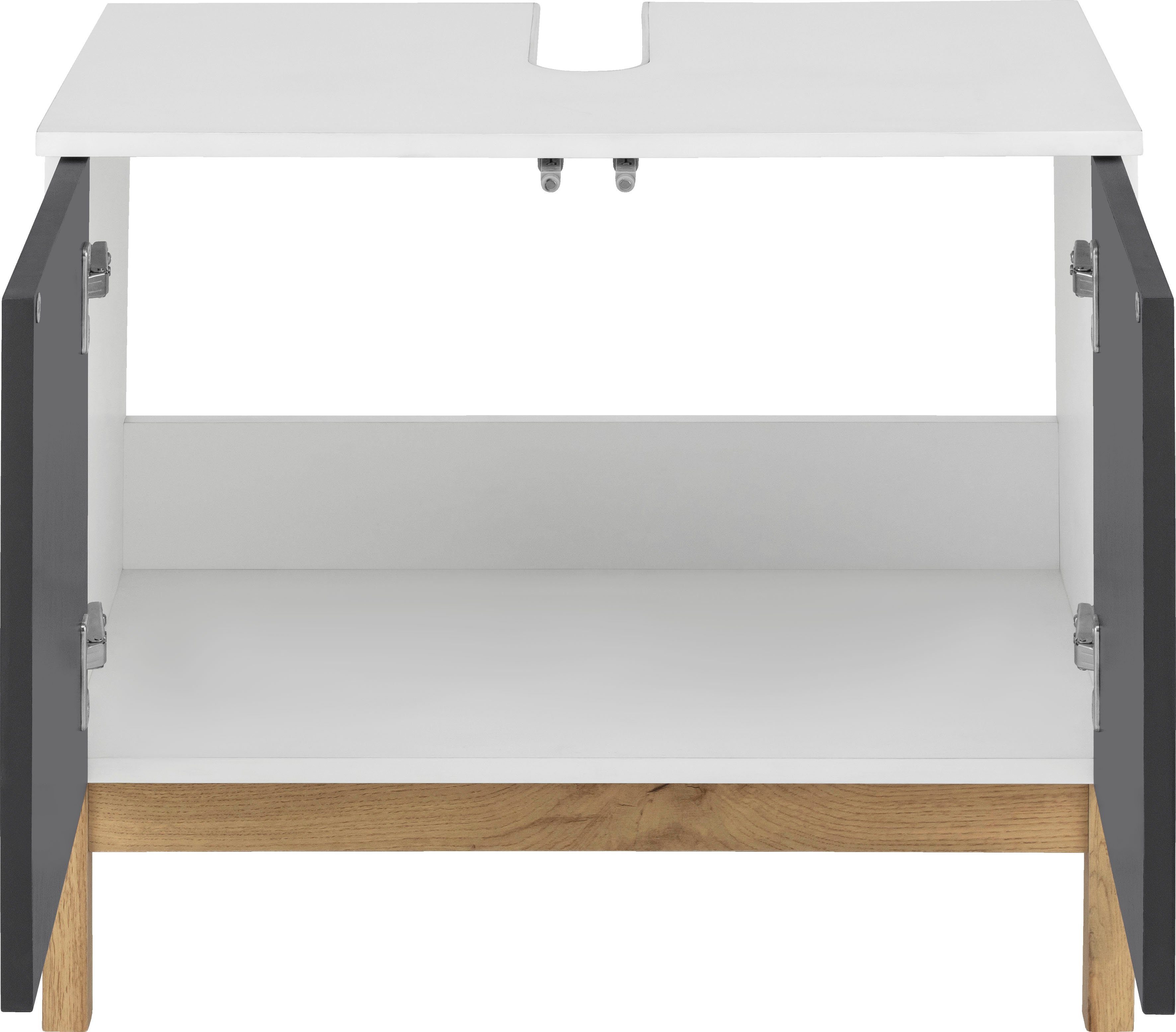 welltime Wastafelonderkast Stian met 2 deuren en sifonuitsparing, breedte 60 cm, hoogte 55,5 cm