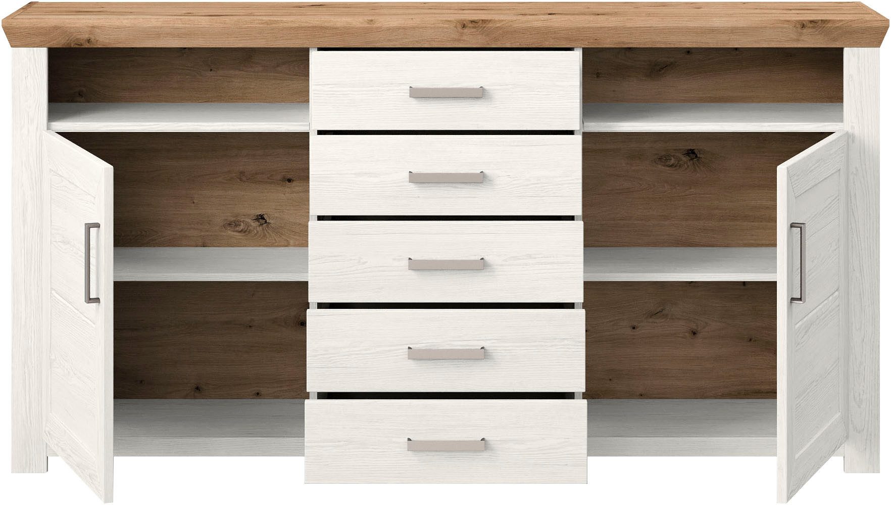 set one by Musterring Dressoir York Type 55, met veel opbergruimte, in landhuisstijl, B 184 x H 95 cm